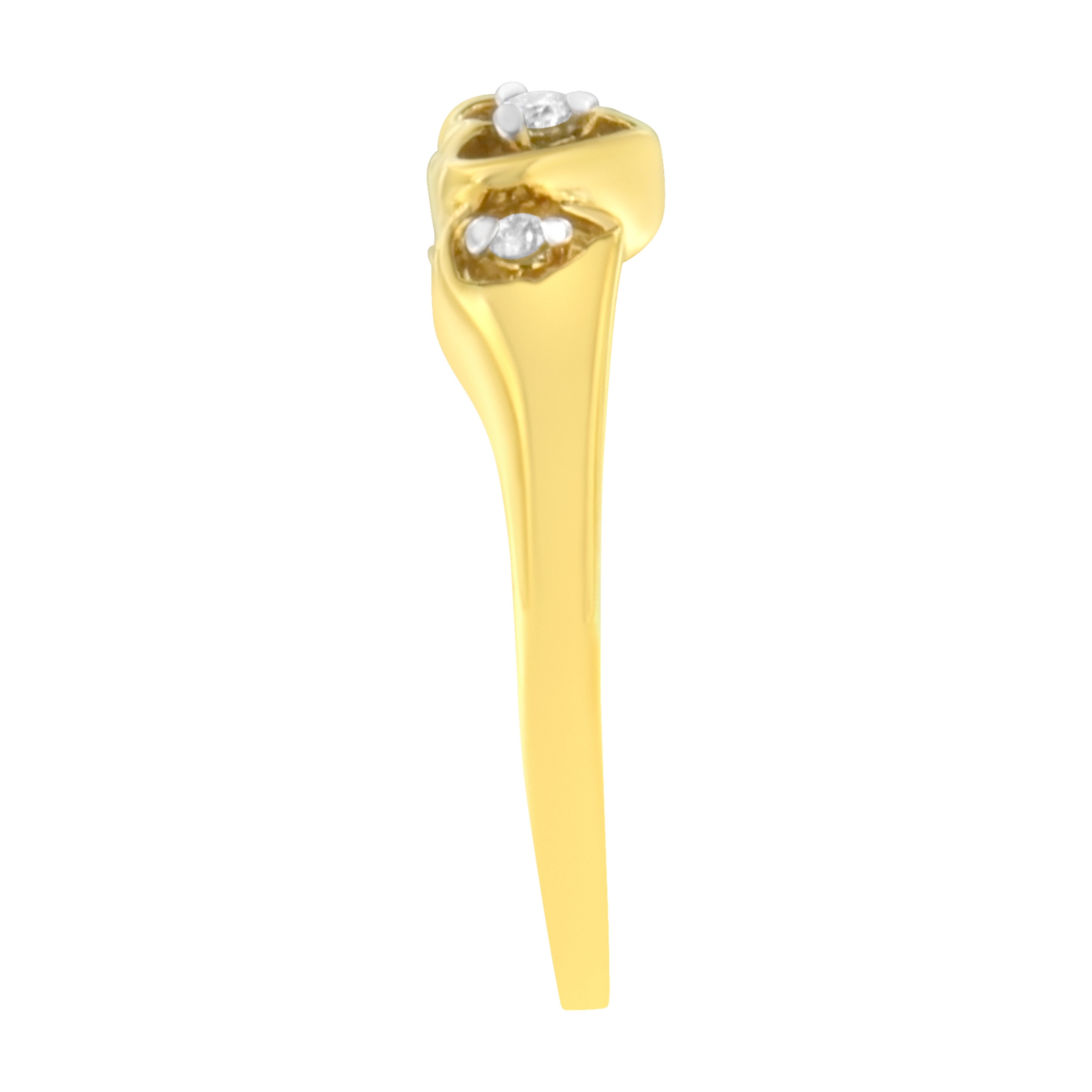 10KT Yellow Gold 1/20 cttw Diamond Triple Heart Diamond Ring K-L, I1-I2 - Size 7 on sale at MyriadMart