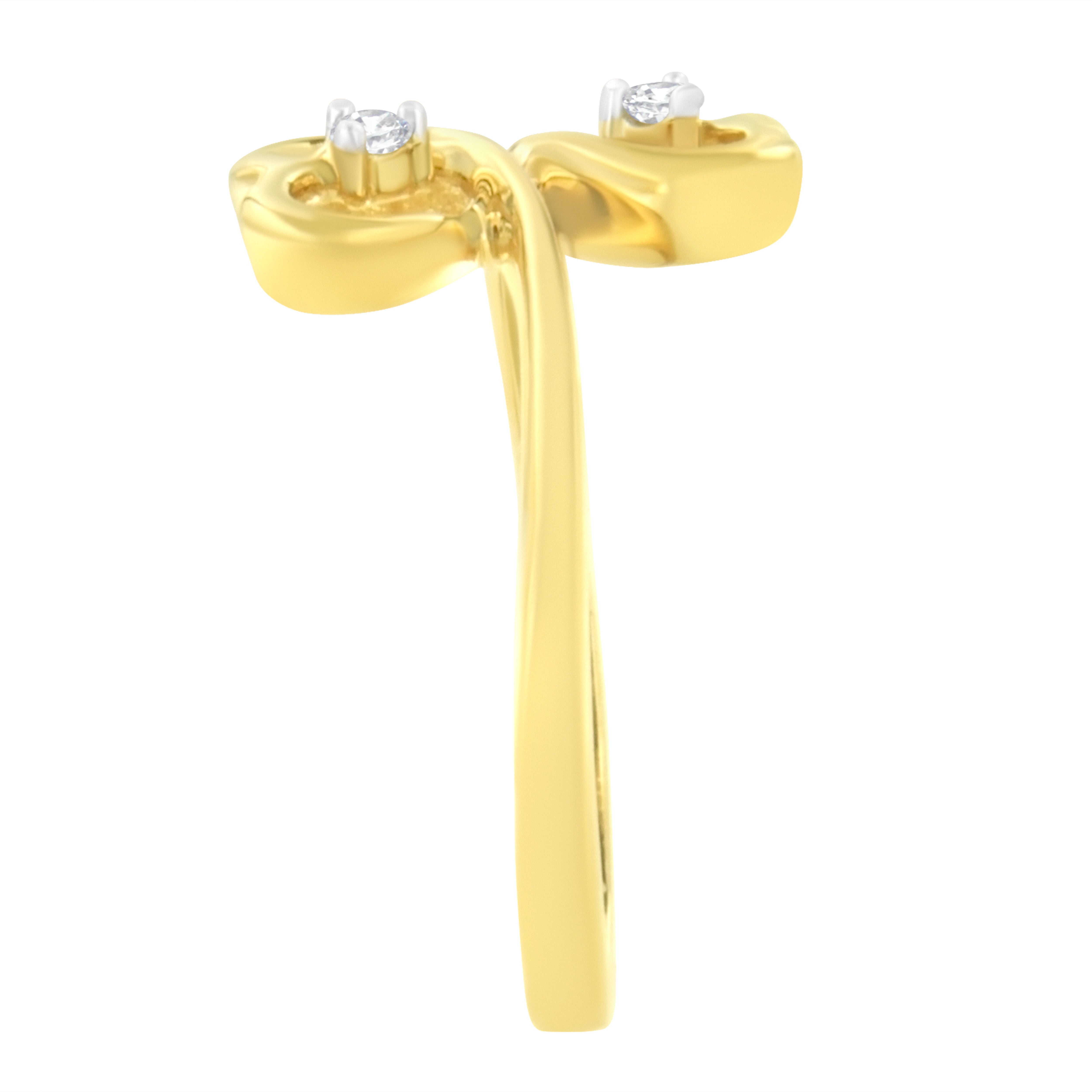 14KT Yellow Gold 1/20 ctw. Dual Heart Diamond Ring K-L, I1-I2 - Size 7 on sale at MyriadMart
