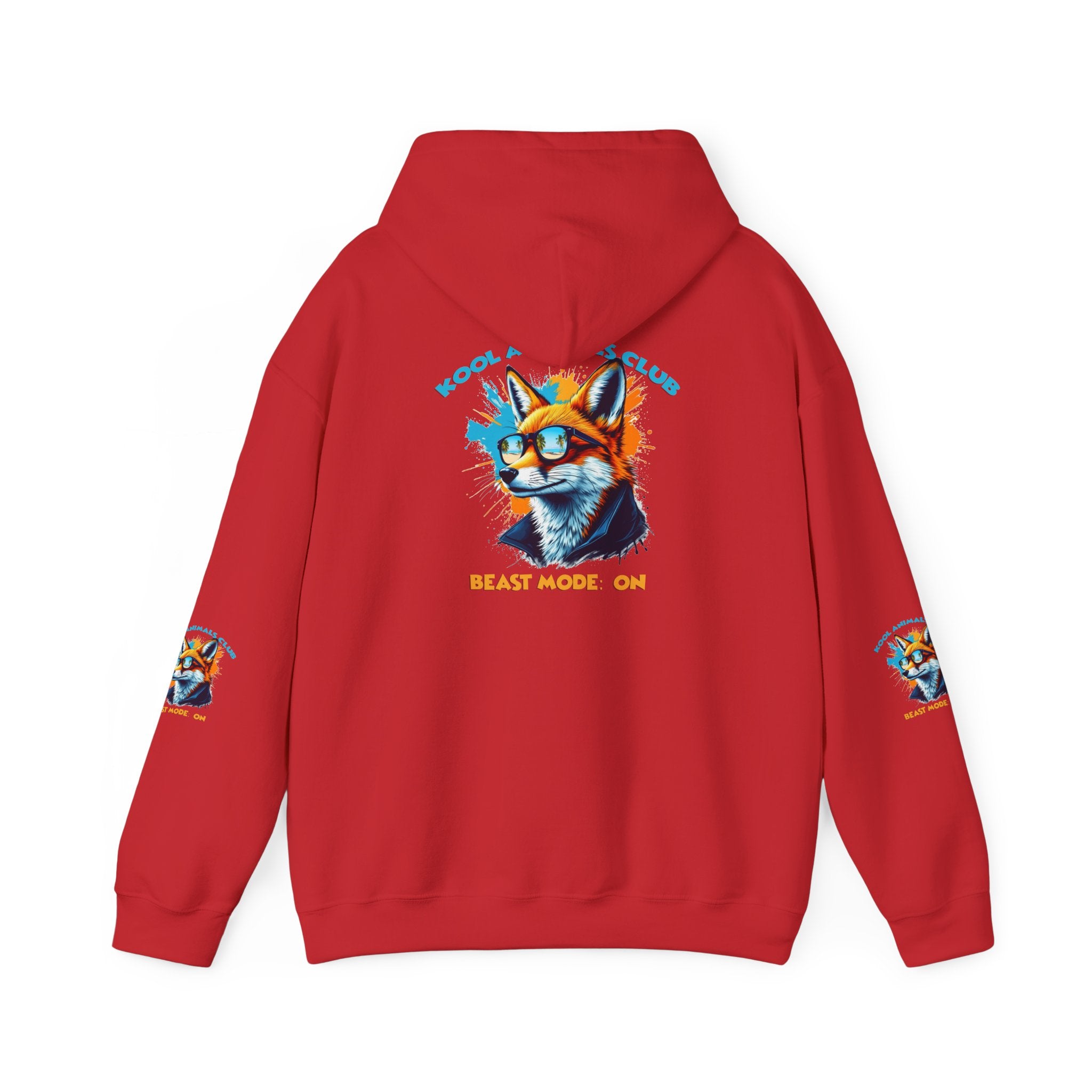 Kool Animals Club Hoodie with Cool Fox in Sunglasses and ‘Beast Mode On’ Design, Unisex Sweatshirt for Animal Lovers, Casual Streetwear, Perfect Gift for Holidays on sale at MyriadMart