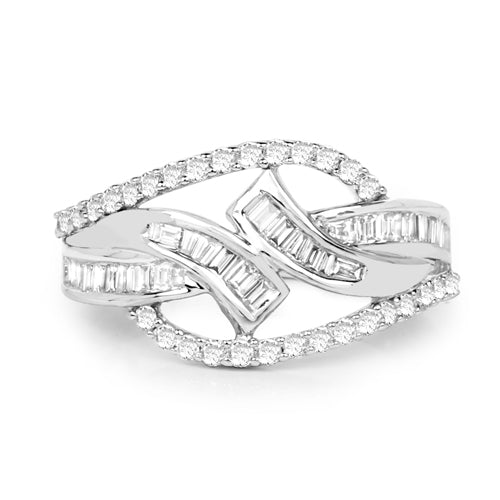 0.72 Carat Genuine White Diamond 14K White Gold Ring E-F-G Color, VS-SI Clarity on sale at MyriadMart