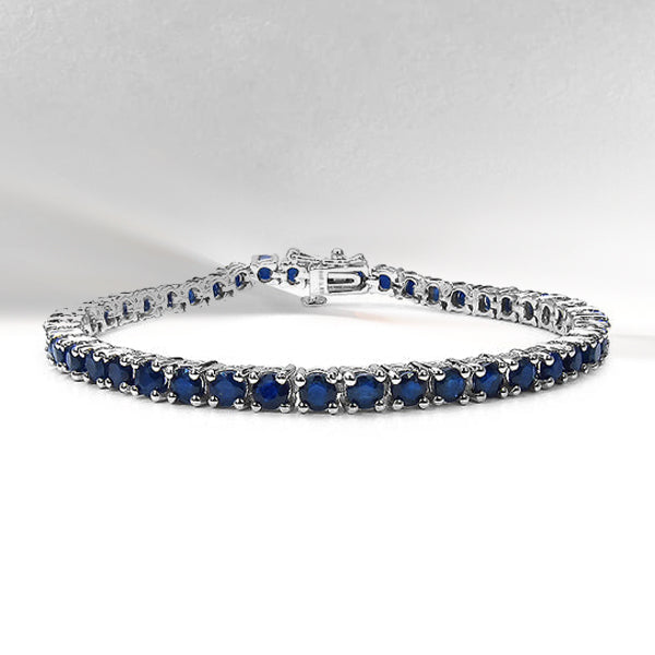 8.36 Carat Genuine Blue Sapphire .925 Sterling Silver Bracelet on sale at MyriadMart