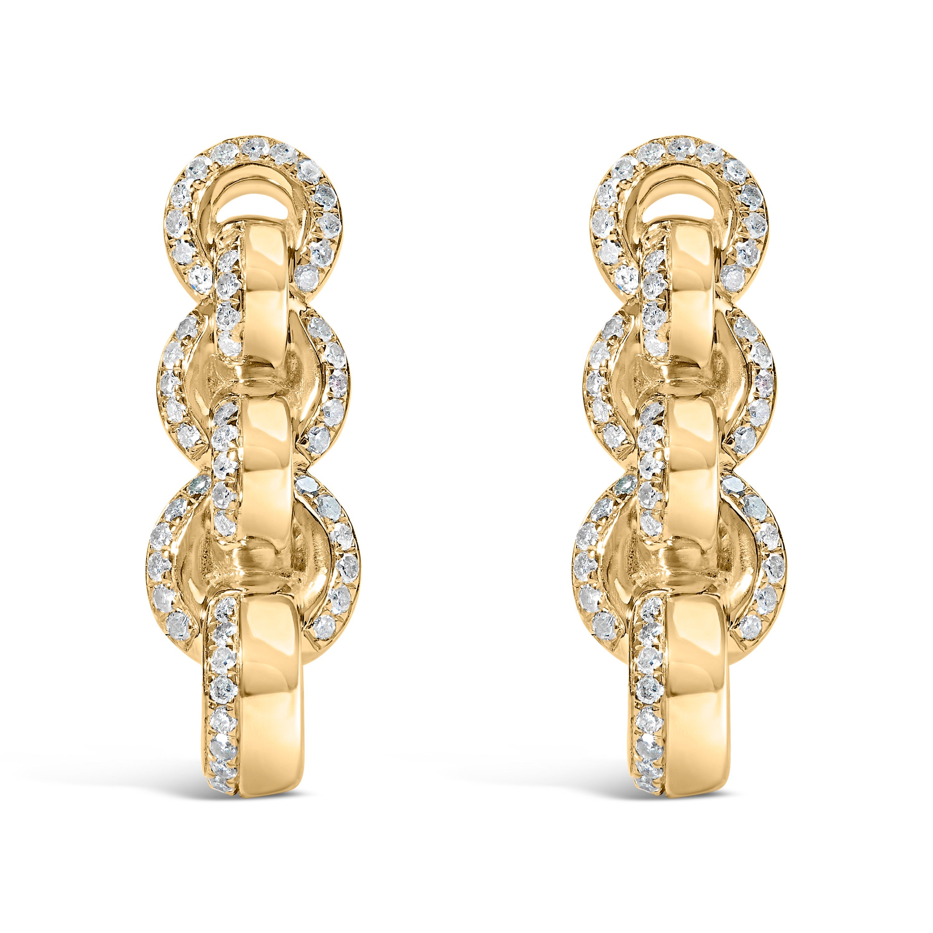 14K Yellow Gold Plated .925 Sterling Silver 1/2 Cttw Diamond Chain Link Drop Earrings H-I Color, I1-I2 Clarity on sale at MyriadMart