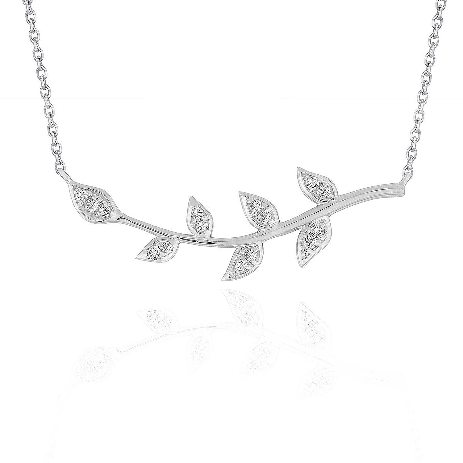 Diamond Vine Design Pendant in 14k White Gold on sale at MyriadMart