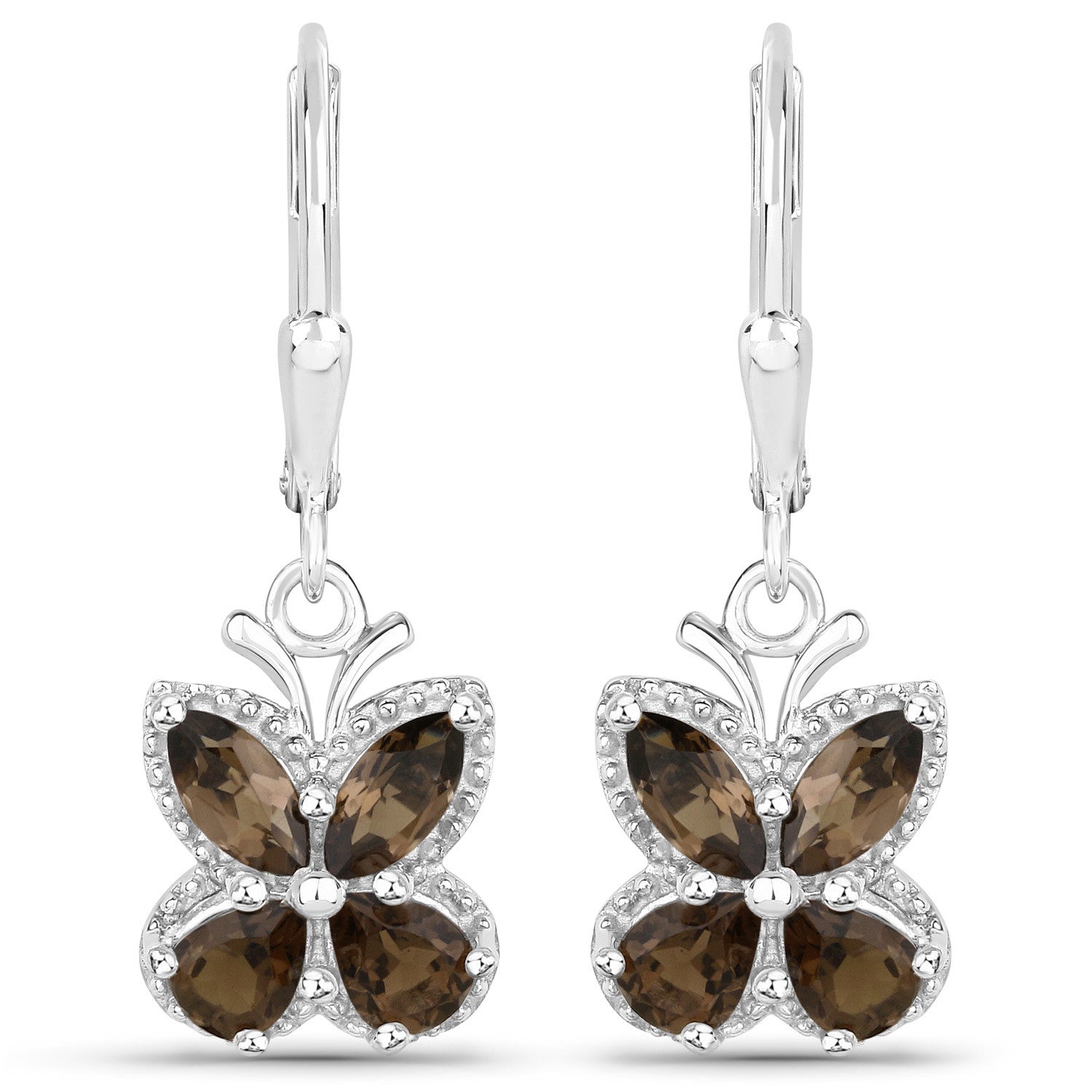 2.20 Carat Genuine Smoky Quartz .925 Sterling Silver Earrings on sale at MyriadMart