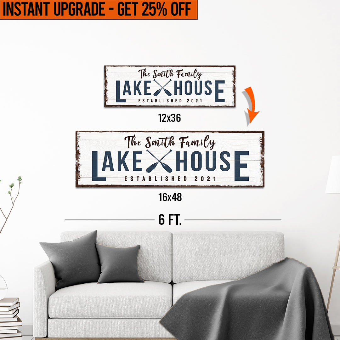 Upgrade Your 12x36 Inches Style 2 'Family Lake House Arrow' Canvas To 16x48 Inches on sale at MyriadMart