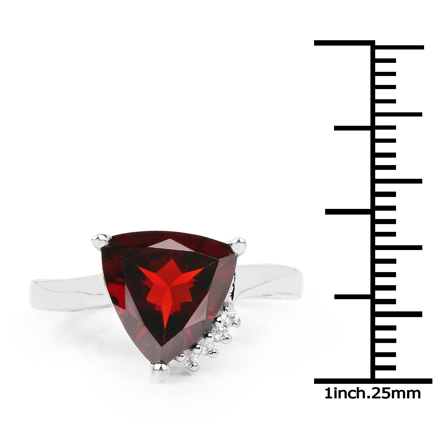 3.56 Carat Genuine Garnet and White Topaz .925 Sterling Silver Ring on sale at MyriadMart