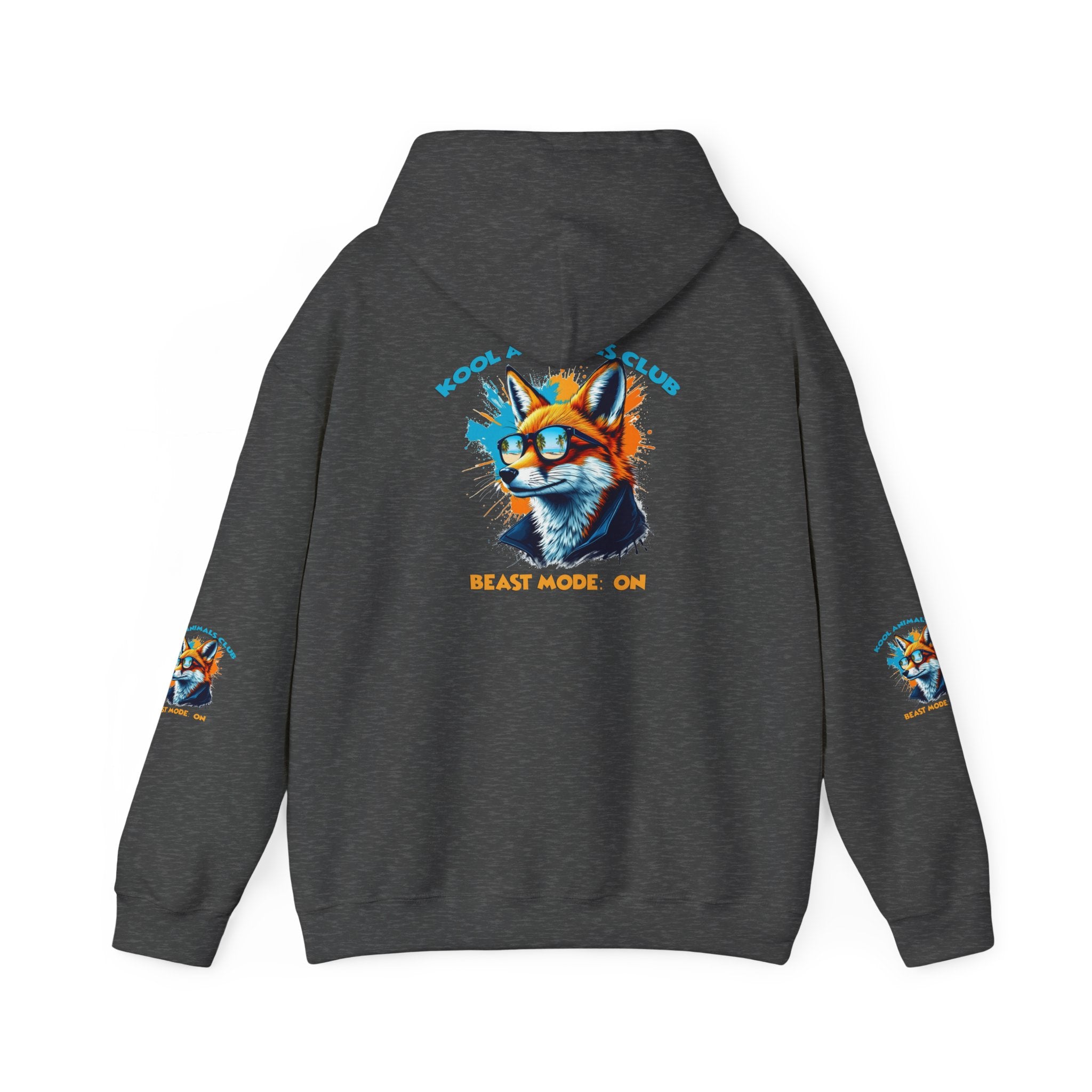 Kool Animals Club Hoodie with Cool Fox in Sunglasses and ‘Beast Mode On’ Design, Unisex Sweatshirt for Animal Lovers, Casual Streetwear, Perfect Gift for Holidays on sale at MyriadMart