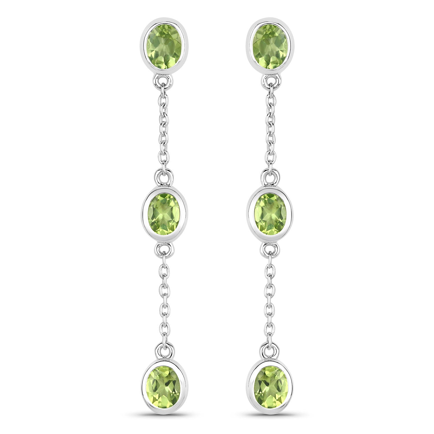 2.10 Carat Genuine Peridot .925 Sterling Silver Earrings on sale at MyriadMart