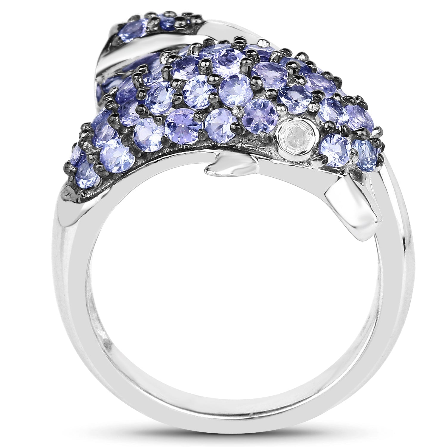1.45 Carat Genuine Tanzanite and White Diamond .925 Sterling Silver Ring on sale at MyriadMart