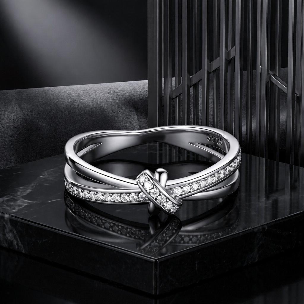 S925 Sterling Silver Oxidized Pavé Setting CZ Ring Size 6 for Women on sale at MyriadMart