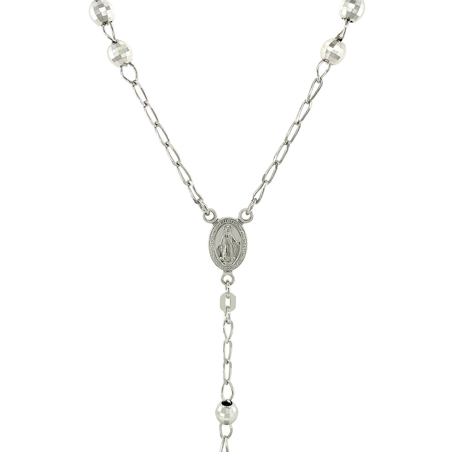 Rosary Chain and Large Bead Necklace in Sterling Silver on sale at MyriadMart