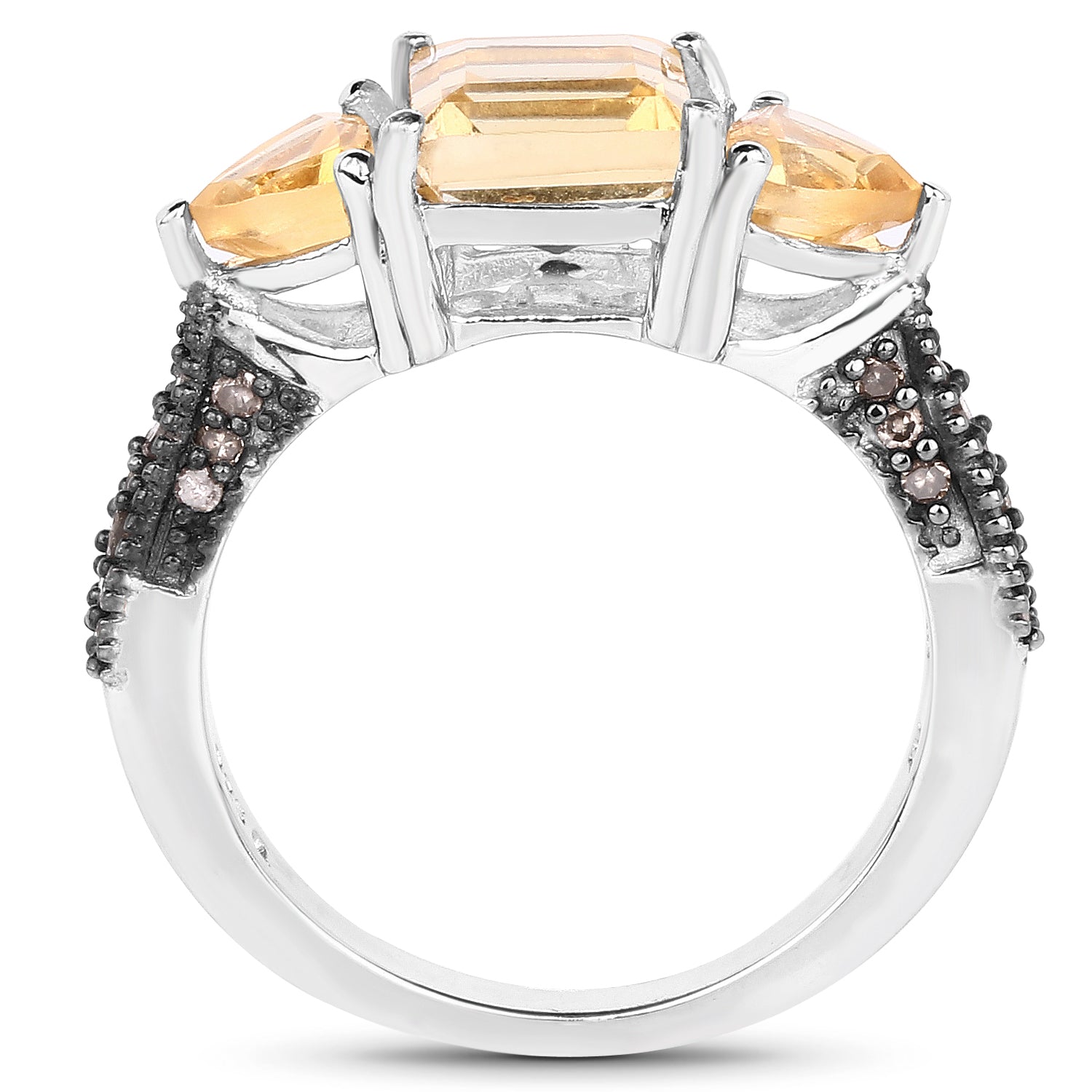 2.71 Carat Genuine Citrine and Champagne Diamond .925 Sterling Silver Ring on sale at MyriadMart