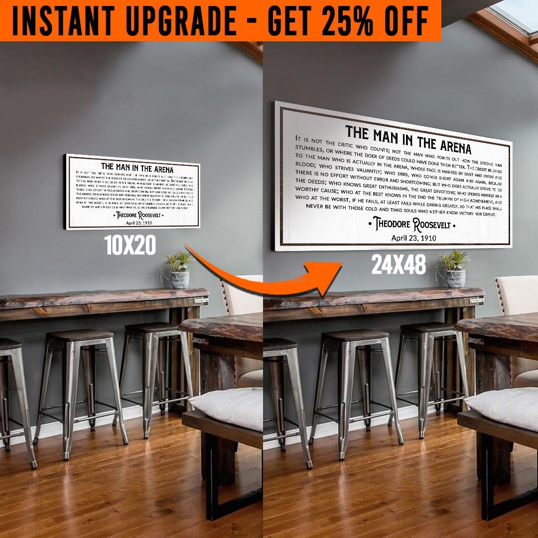 Upgrade Your 'The Man in the Arena' Style 3 Canvas To 24x48 Inches on sale at MyriadMart