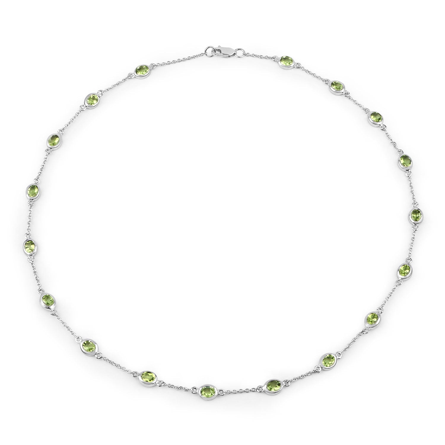 6.30 Carat Genuine Peridot .925 Sterling Silver Necklace on sale at MyriadMart
