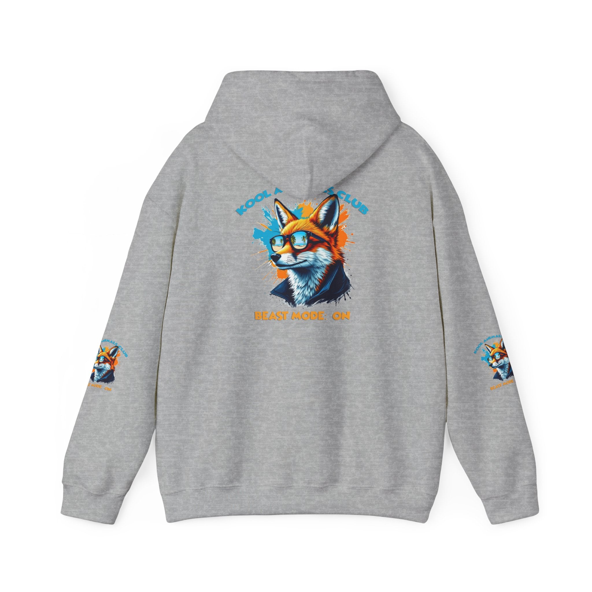 Kool Animals Club Hoodie with Cool Fox in Sunglasses and ‘Beast Mode On’ Design, Unisex Sweatshirt for Animal Lovers, Casual Streetwear, Perfect Gift for Holidays on sale at MyriadMart