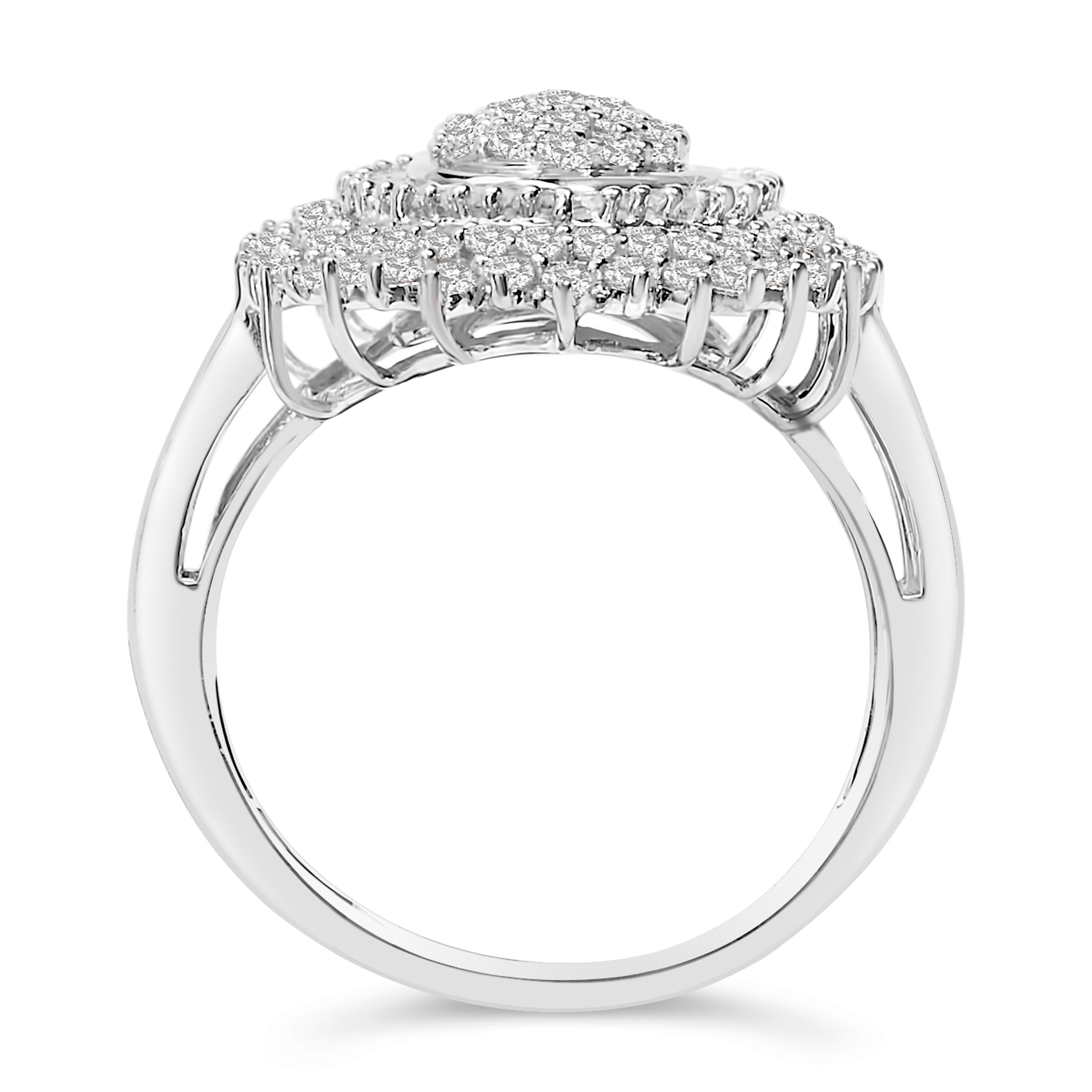 Sterling Silver 2.0 Cttw Diamond Oval Halo Cocktail Ring on sale at MyriadMart
