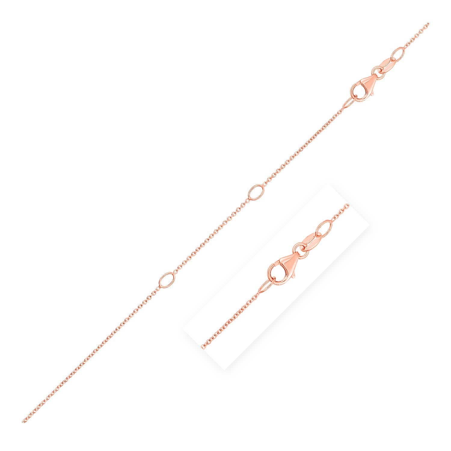 Double Extendable Cable Chain in 14k Rose Gold 1.0mm on sale at MyriadMart
