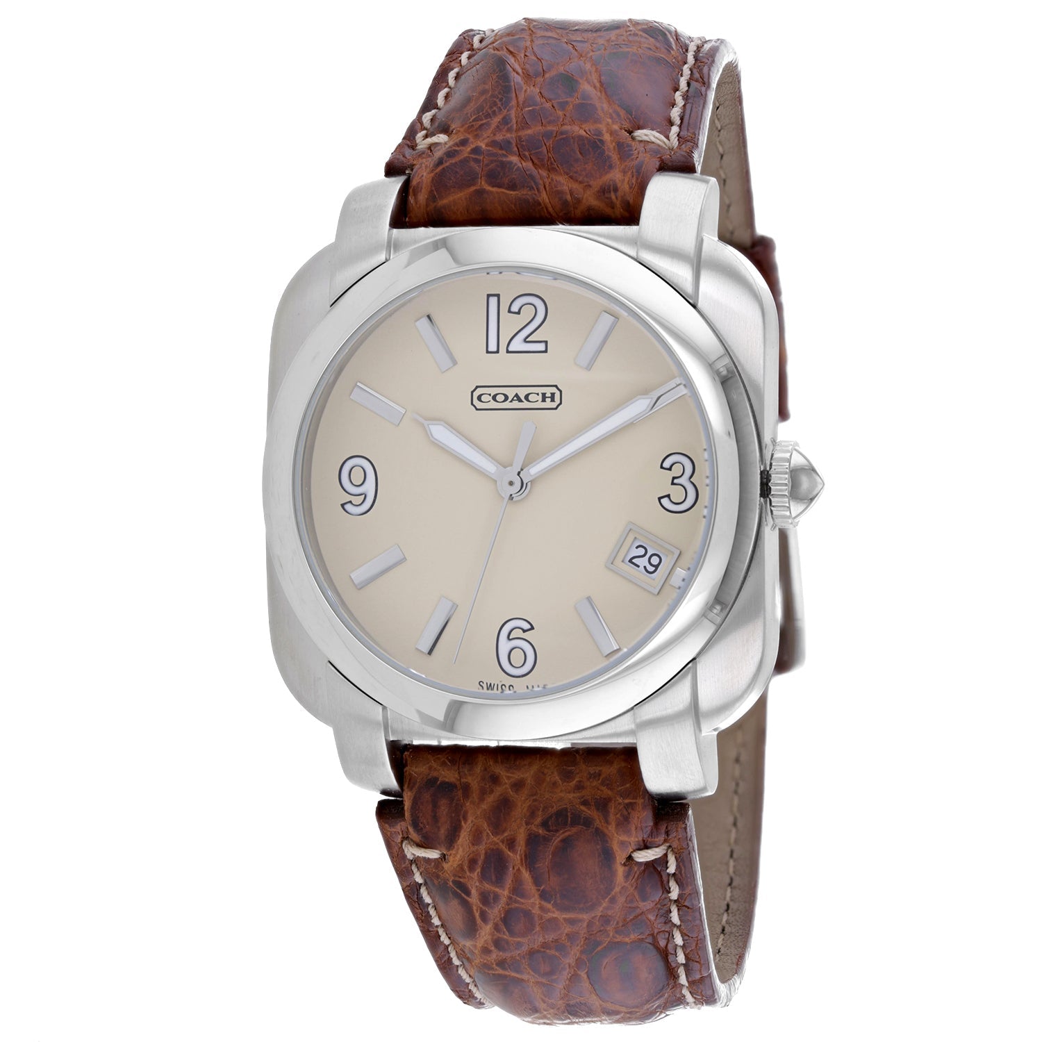 Coach Men's Brown Leather Silver Quartz on sale at MyriadMart