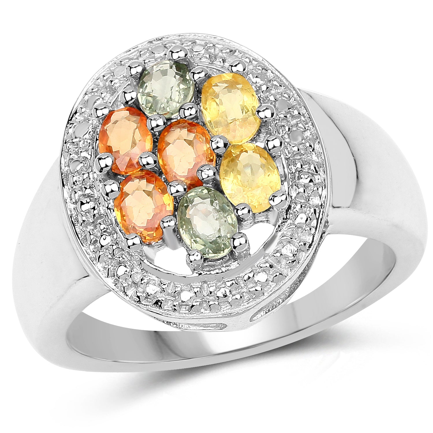 1.54 Carat Genuine Multi Sapphire .925 Sterling Silver Ring on sale at MyriadMart