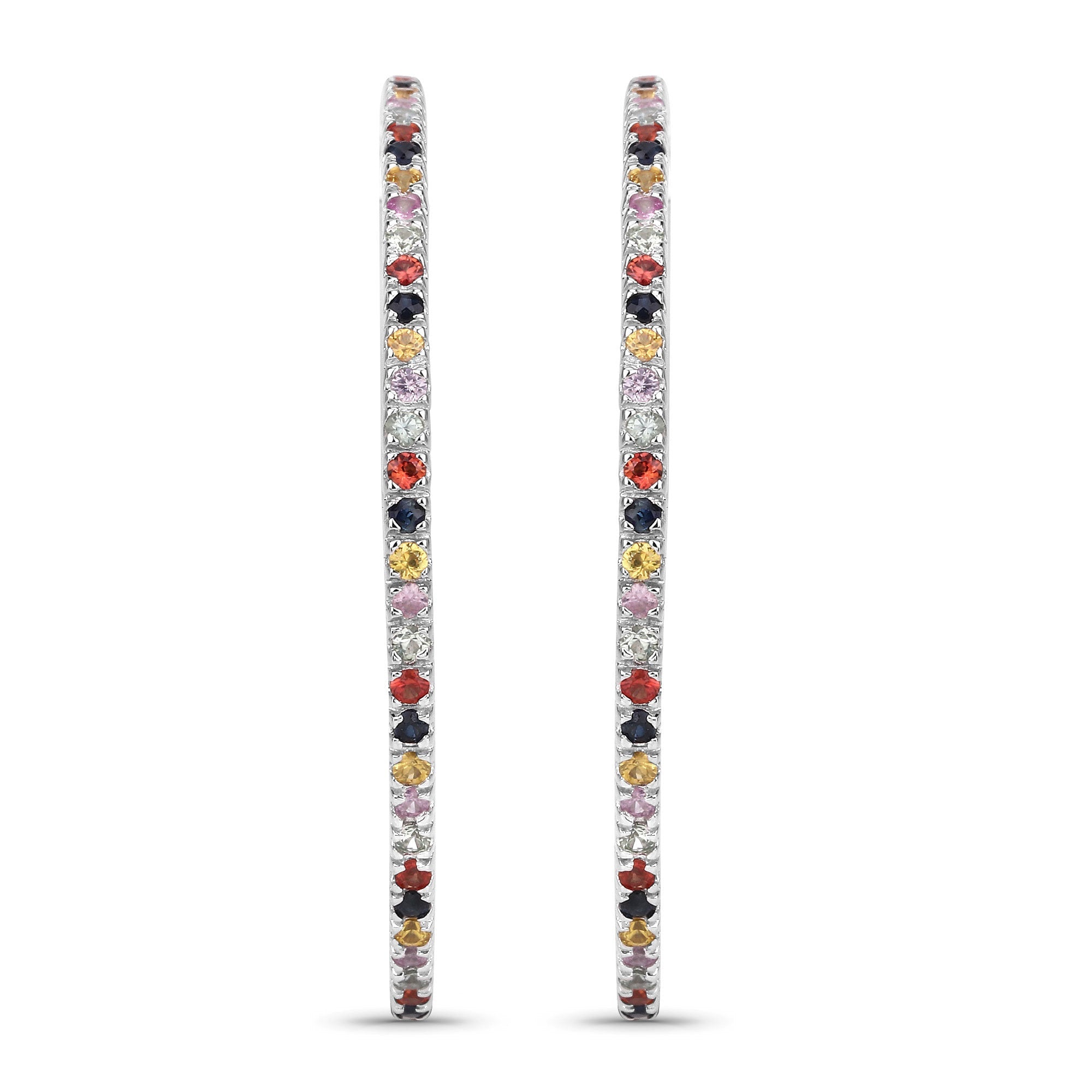 2.24 Carat Genuine Multi Sapphire .925 Sterling Silver Earrings on sale at MyriadMart