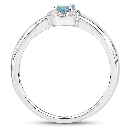 0.68 Carat Genuine Blue Zircon and White Zircon .925 Sterling Silver Ring on sale at MyriadMart
