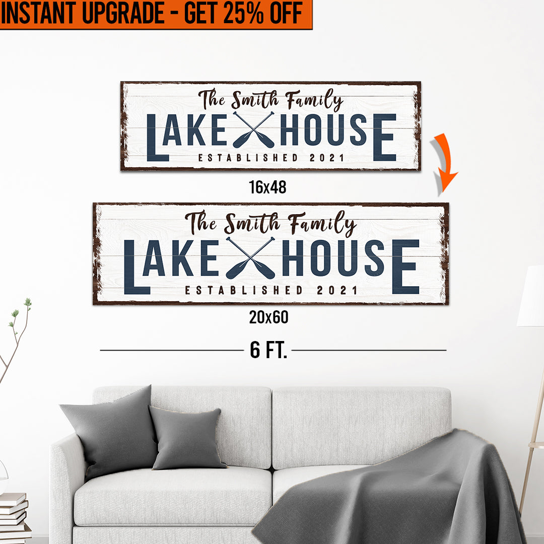 Upgrade Your 16x48 Inches 'Family Lake House Arrow' Style 2 Canvas To 20x60 Inches on sale at MyriadMart