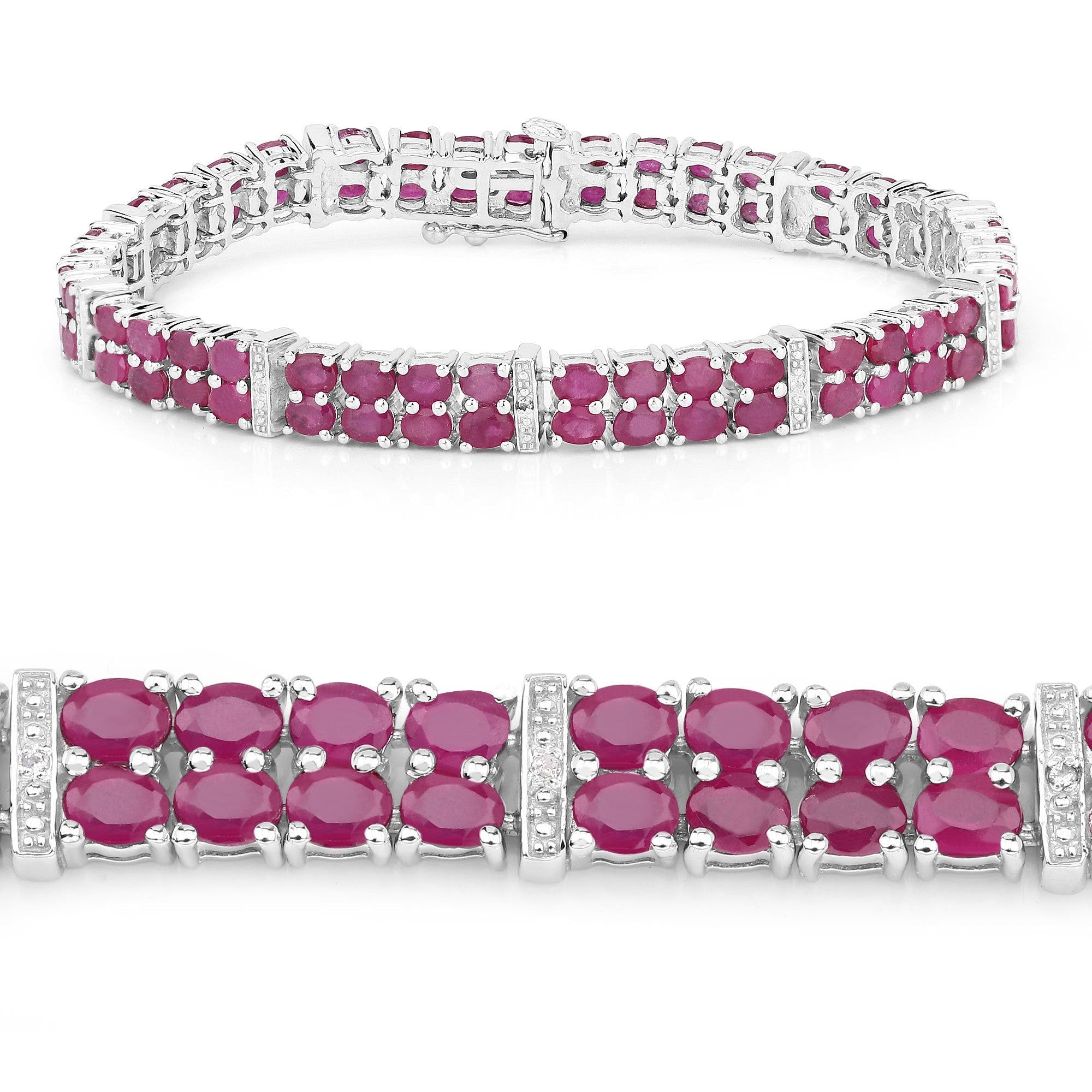 17.65 Carat Glass Filled Ruby and White Topaz .925 Sterling Silver Bracelet on sale at MyriadMart