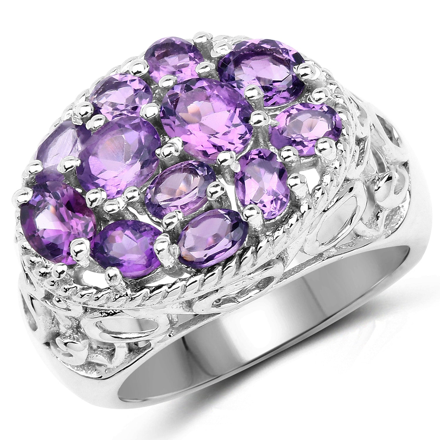 2.64 Carat Genuine Amethyst .925 Sterling Silver Ring on sale at MyriadMart