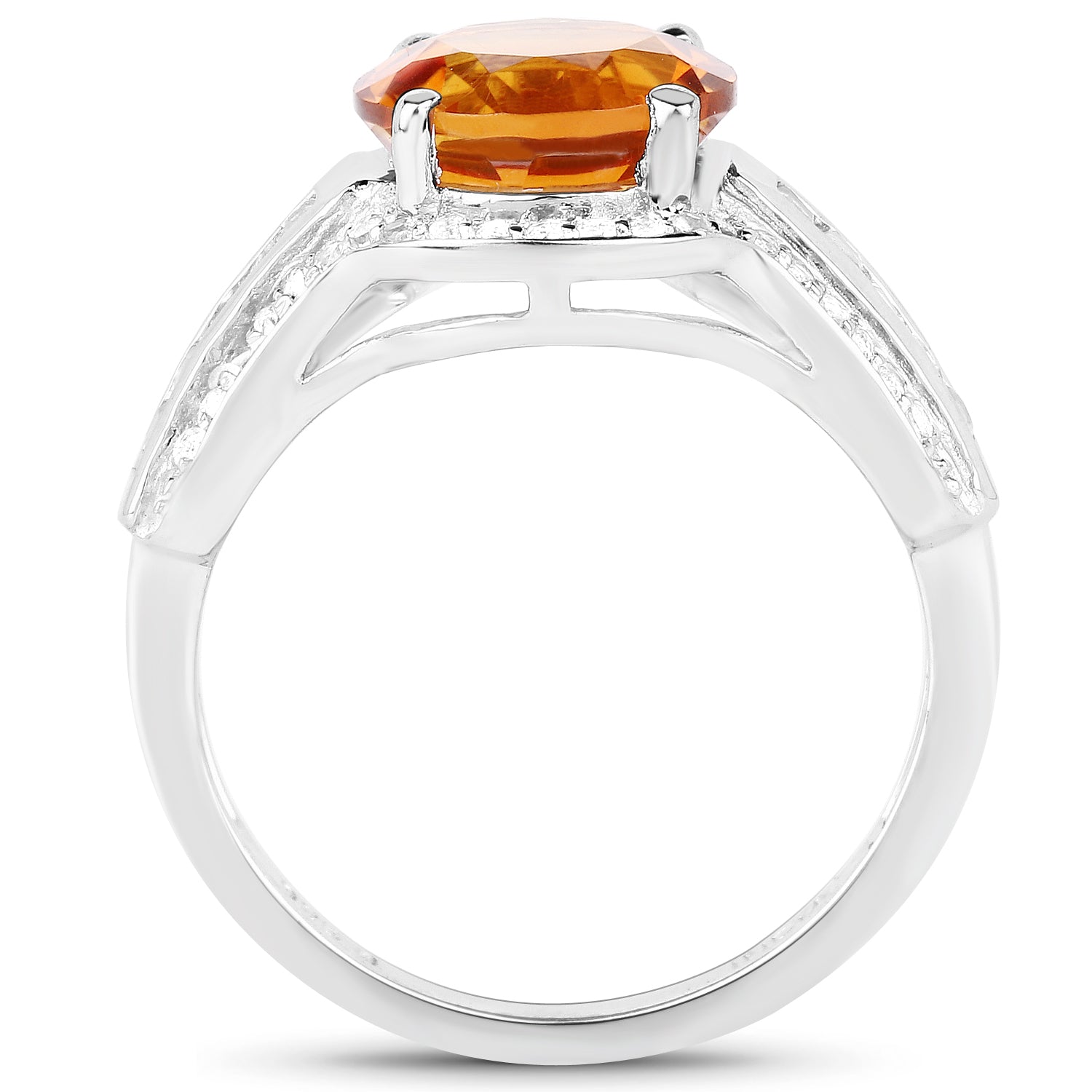 2.81 Carat Genuine Citrine and White Topaz .925 Sterling Silver Ring on sale at MyriadMart