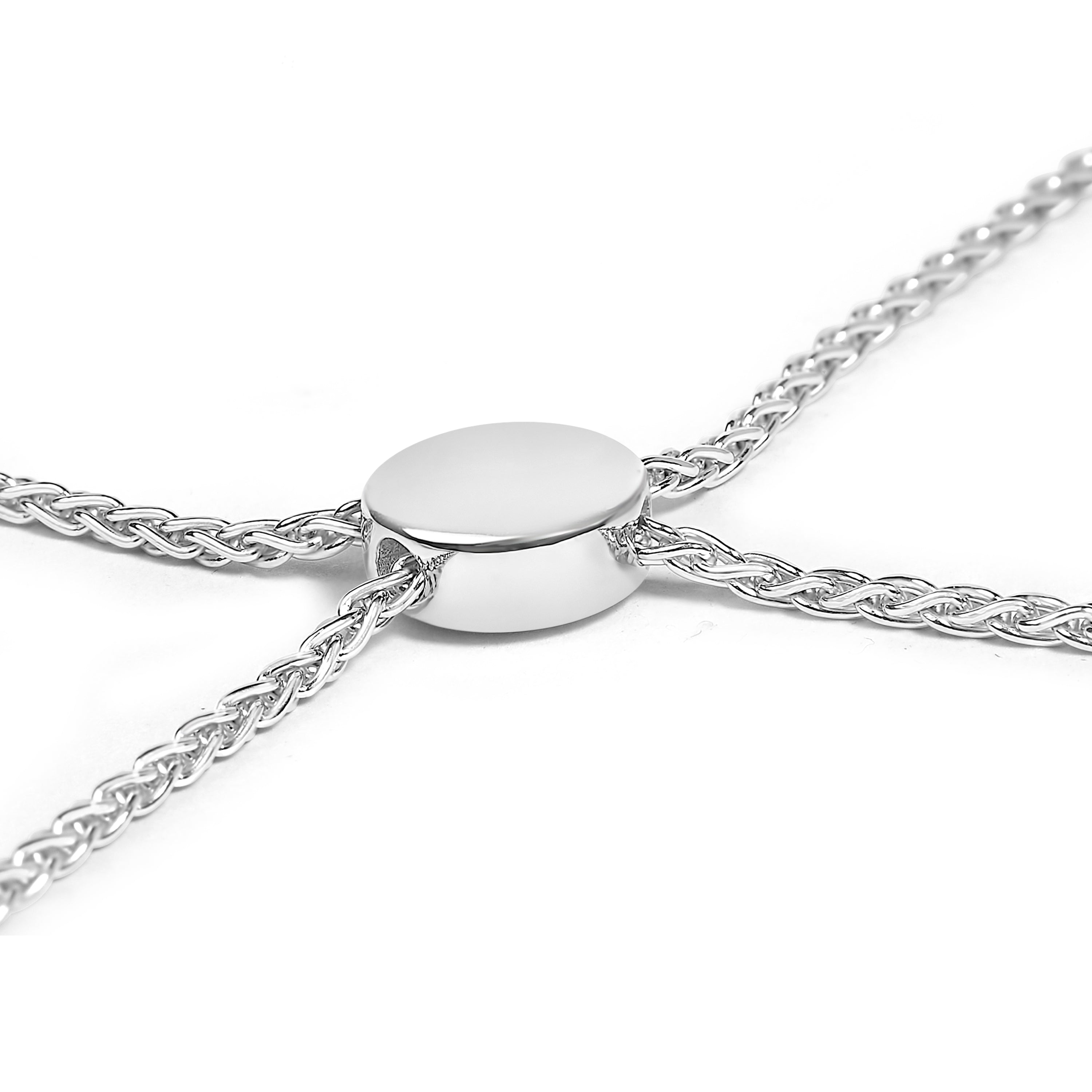 .925 Sterling Silver Diamond Accent Ribbon and Circle Bolo Adjustable Bracelet on sale at MyriadMart