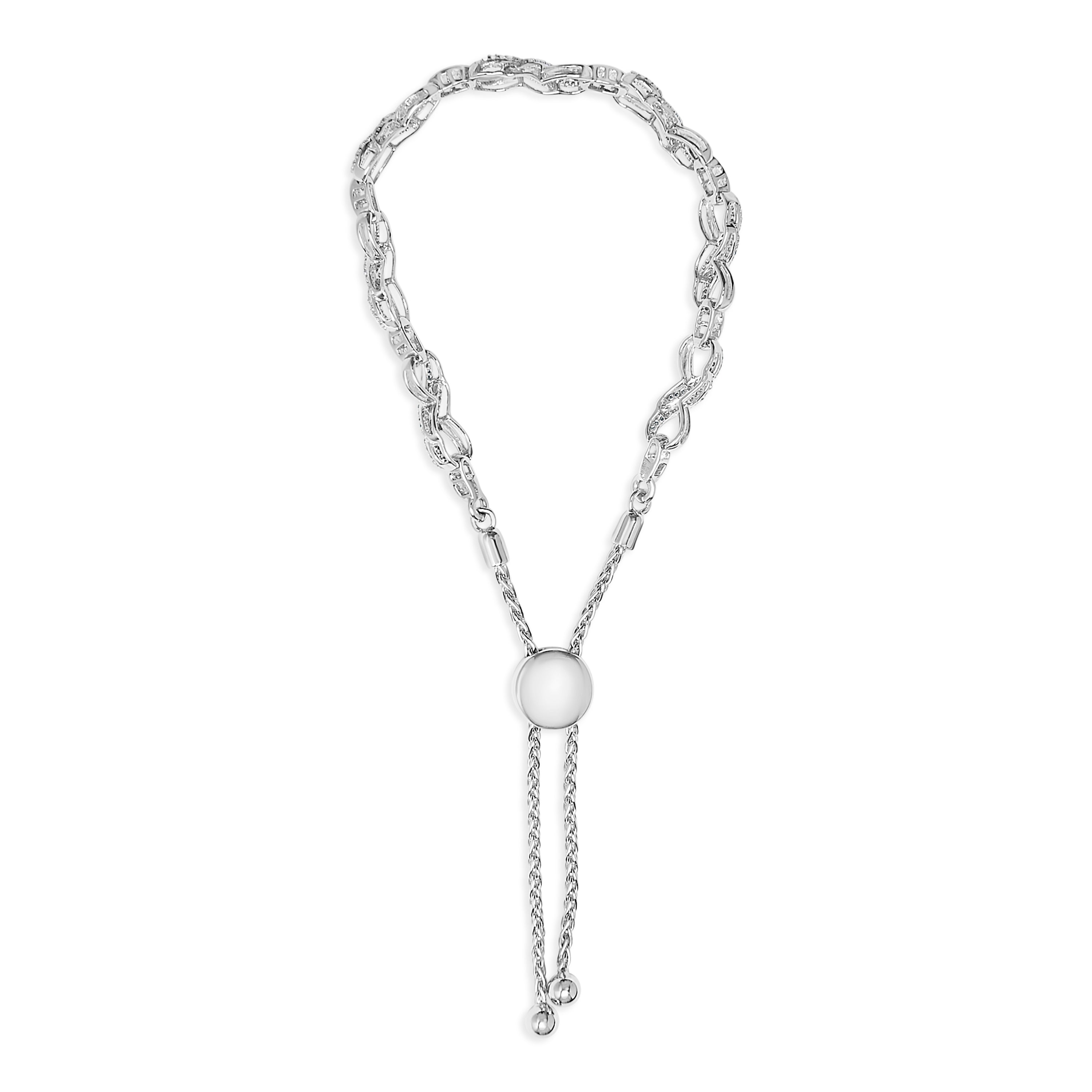 .925 Sterling Silver 1/2 Cttw Diamond Infinity Link Bolo Bracelet on sale at MyriadMart