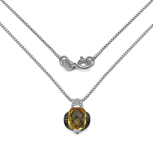 2.91 Carat Genuine Citrine, Champagne Diamond & White Diamond .925 Sterling Silver Pendant on sale at MyriadMart