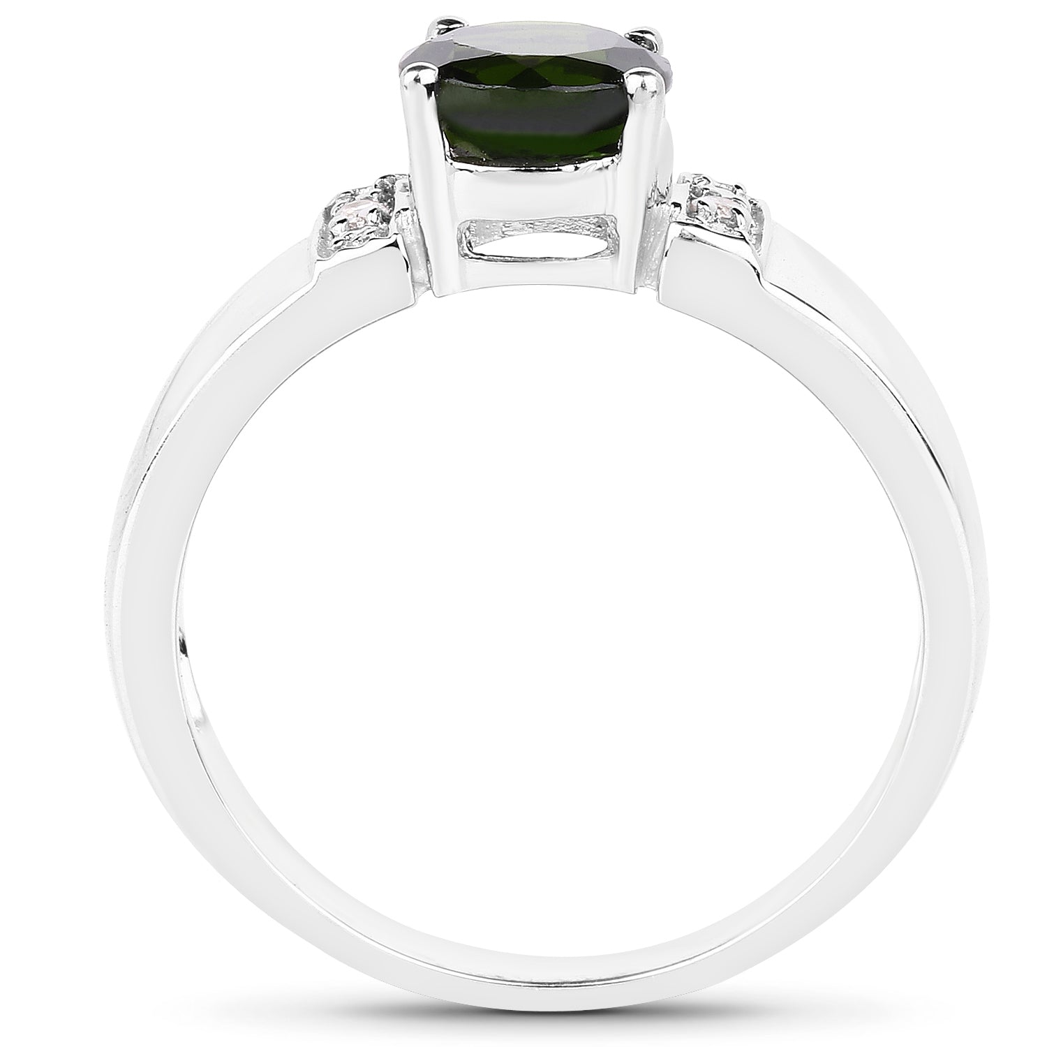 1.29 Carat Genuine Chrome Diopside and White Topaz .925 Sterling Silver Ring on sale at MyriadMart