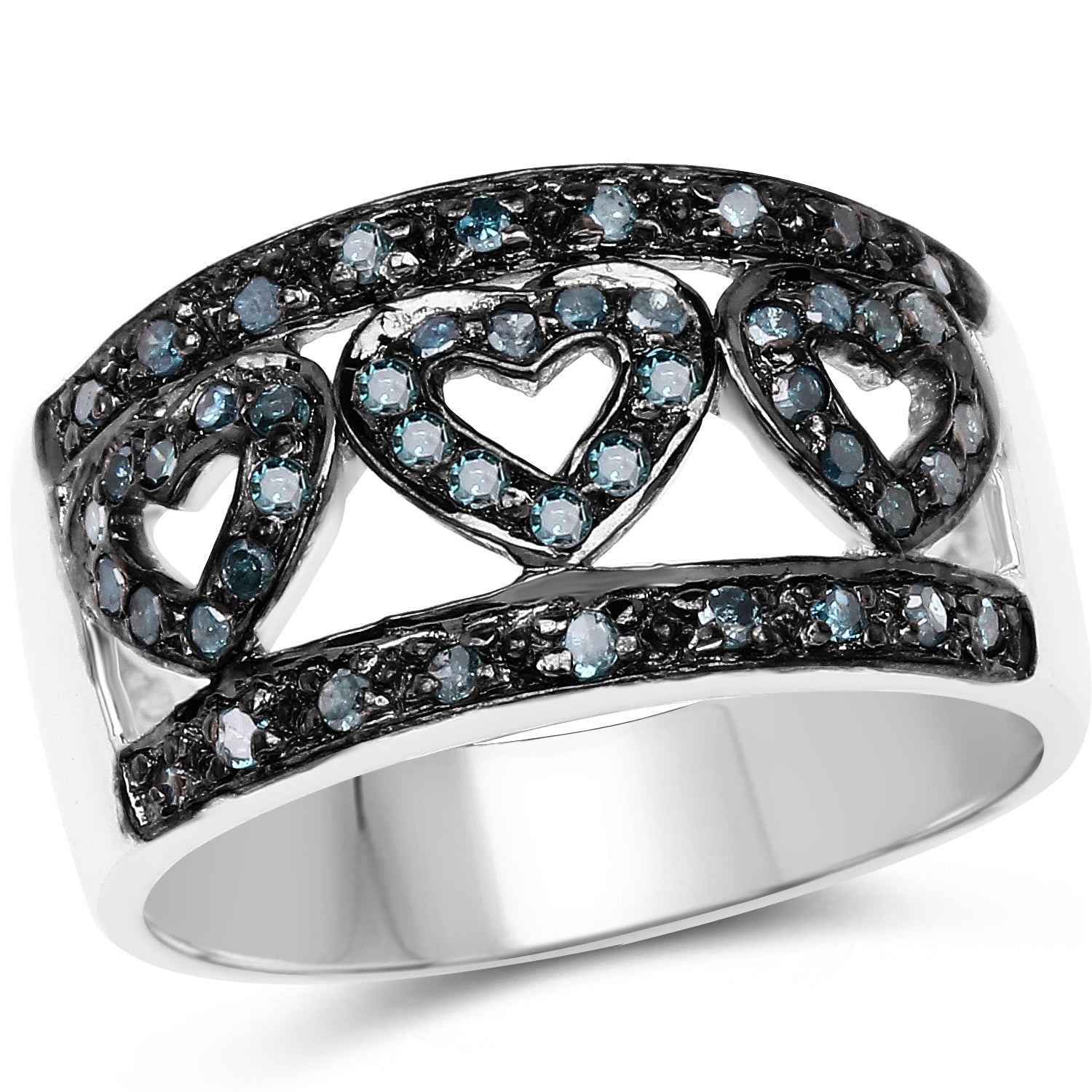 0.32 Carat Genuine Blue Diamond .925 Sterling Silver Ring on sale at MyriadMart