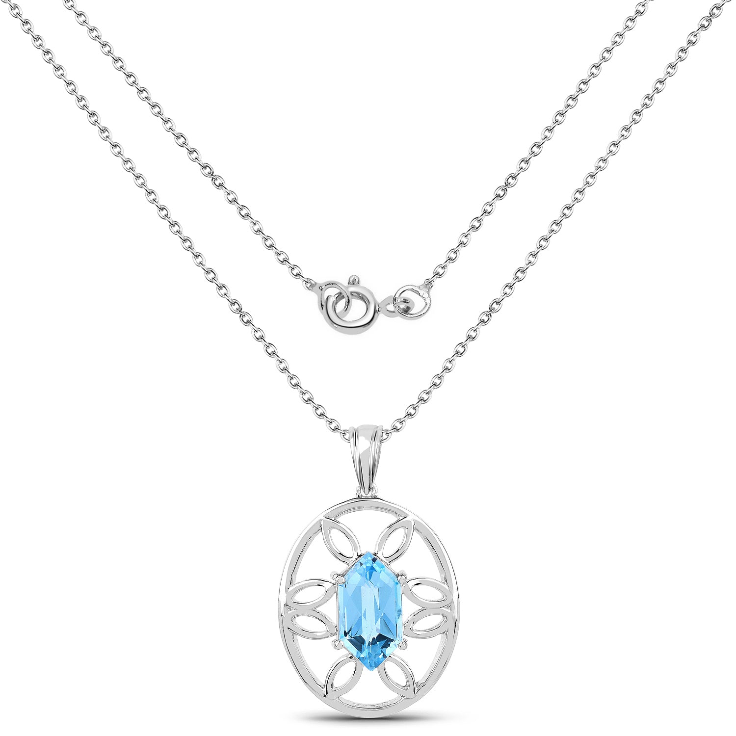 6.17 Carat Genuine Swiss Blue Topaz .925 Sterling Silver Pendant on sale at MyriadMart