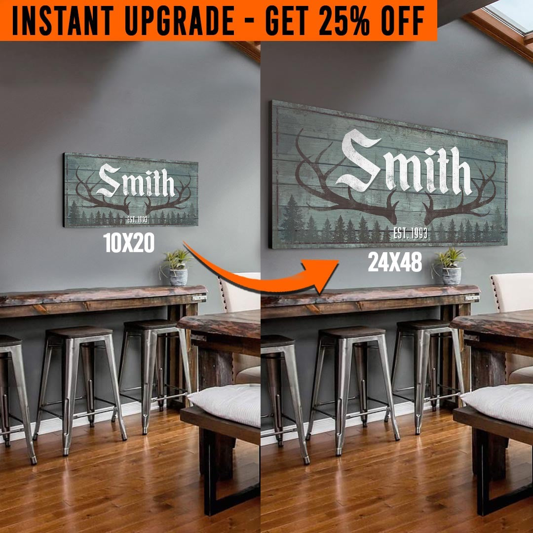 Upgrade Your 'Rustic Family Antler' Style 2 Canvas To 24x48 Inches on sale at MyriadMart