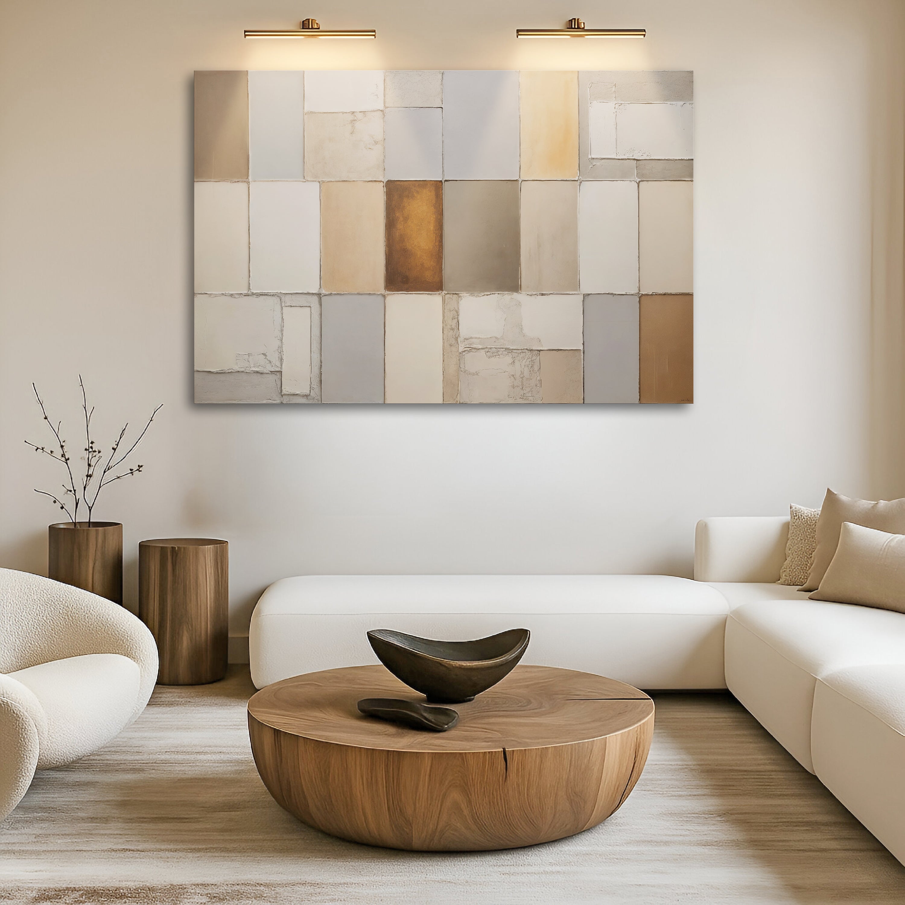 Earth Tones Patchwork Geometric Wall Art on sale at MyriadMart