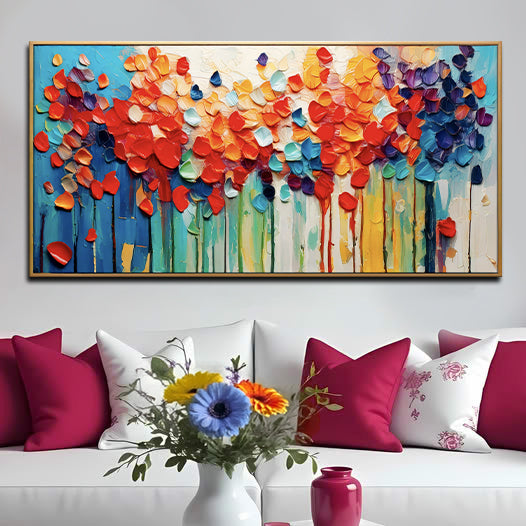 Colorful Petals Impasto Wall Art on sale at MyriadMart