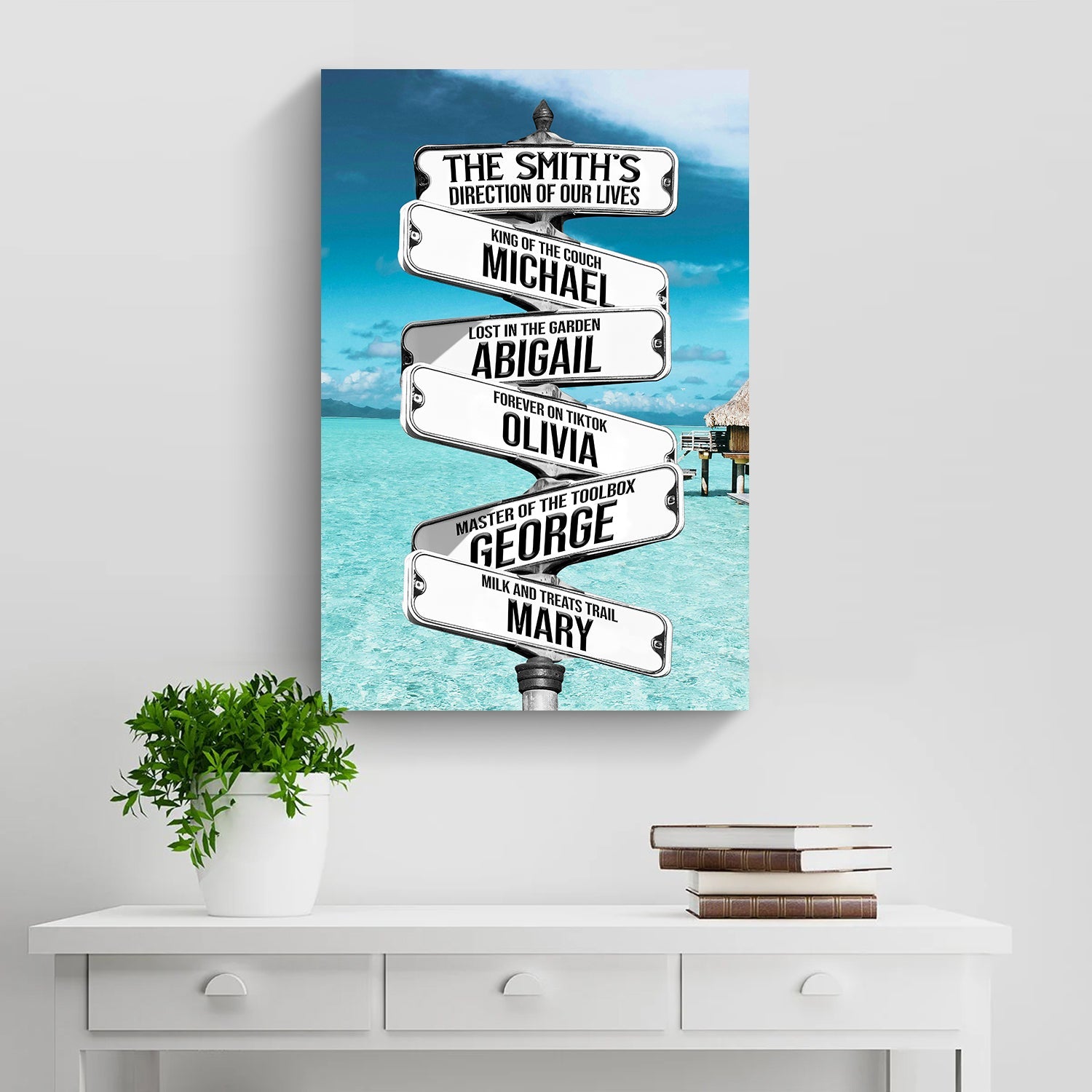 Direction Of Our Lives Family Beach Names Sign on sale at MyriadMart