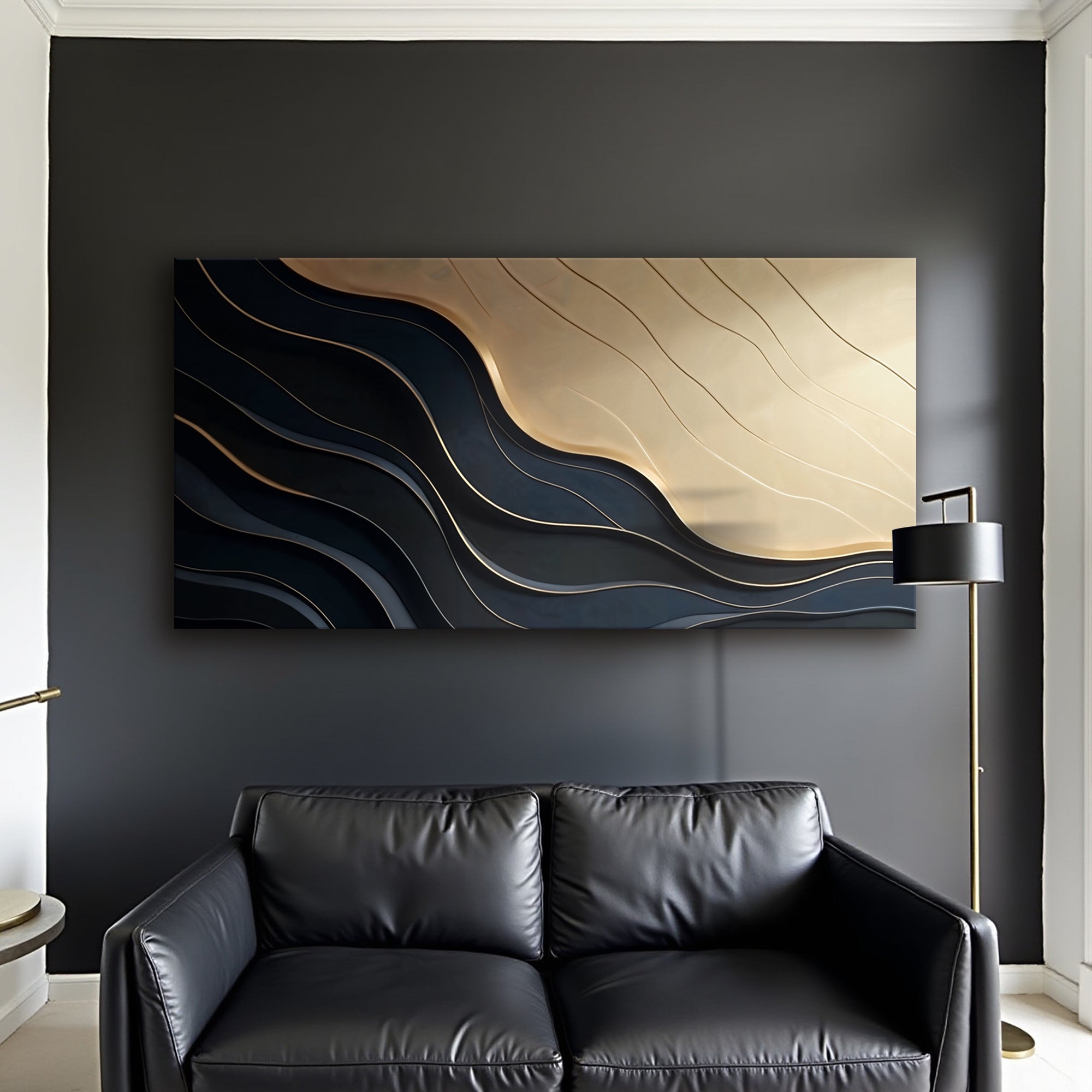 Black And Gold Minimalist Abstract VII on sale at MyriadMart
