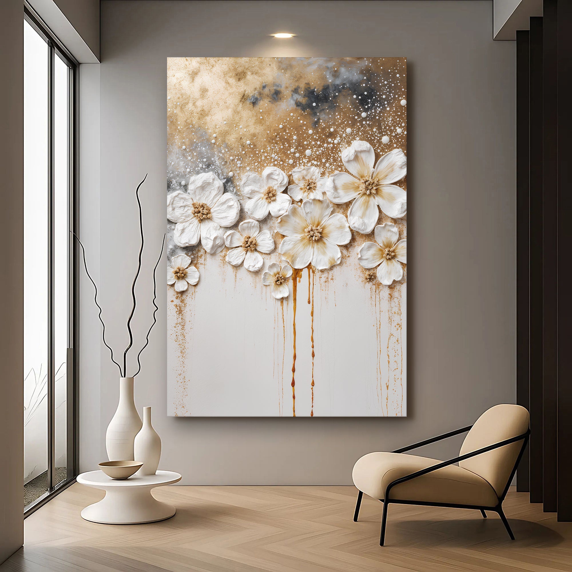 Gold Floral Wall Art on sale at MyriadMart