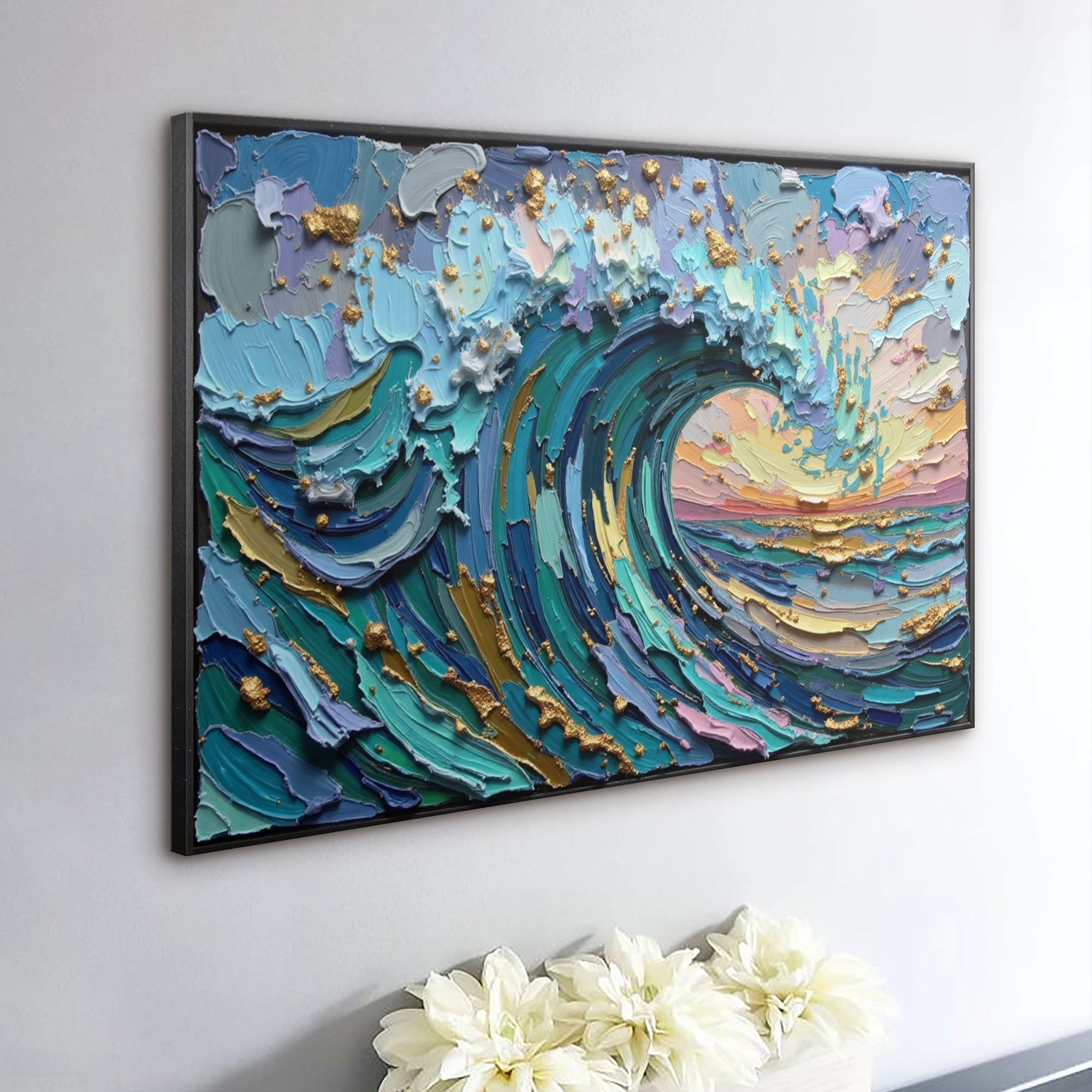 Golden Tide Impasto Wall Art on sale at MyriadMart