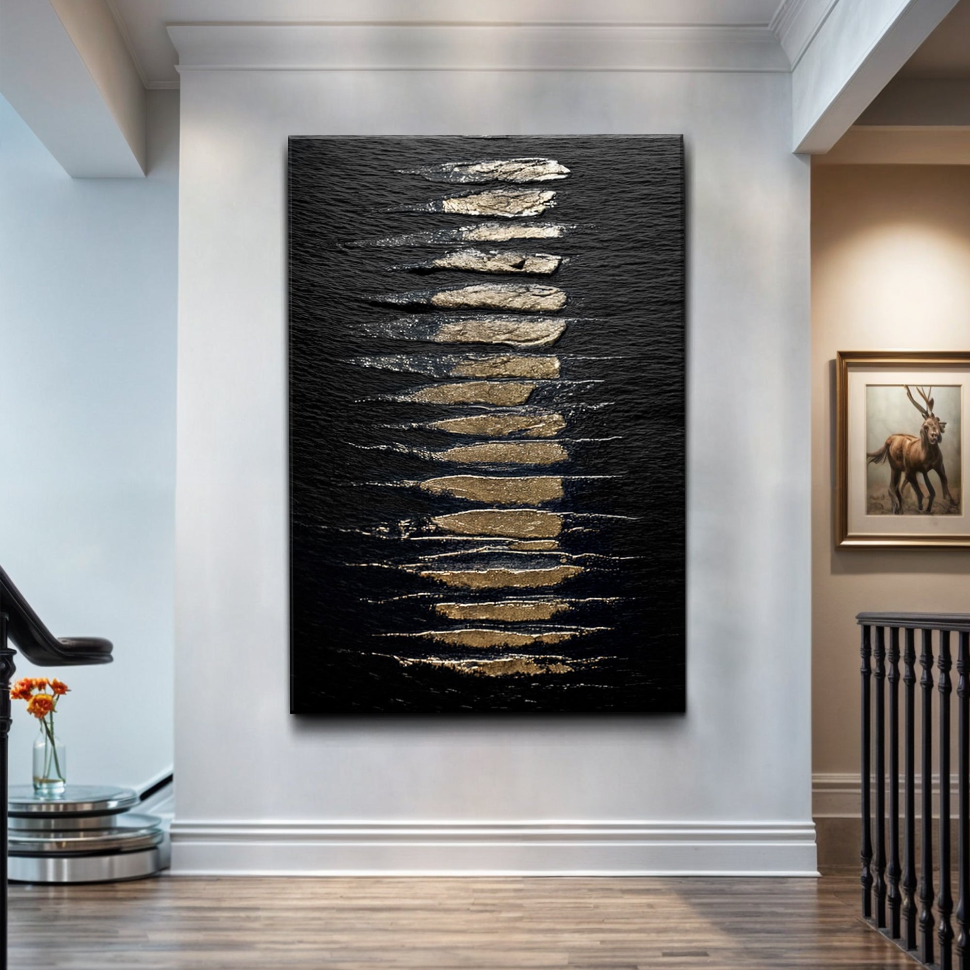 Black And Gold Abstract Minimalist Wall Art on sale at MyriadMart