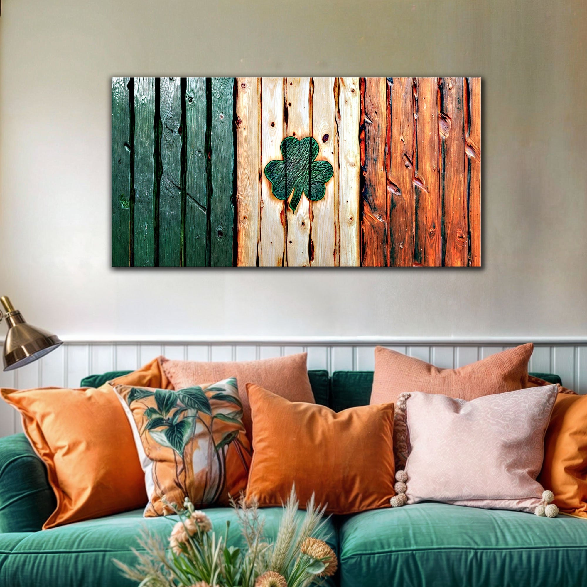Irish Shamrock Glory Wooden Flag Wall Art on sale at MyriadMart