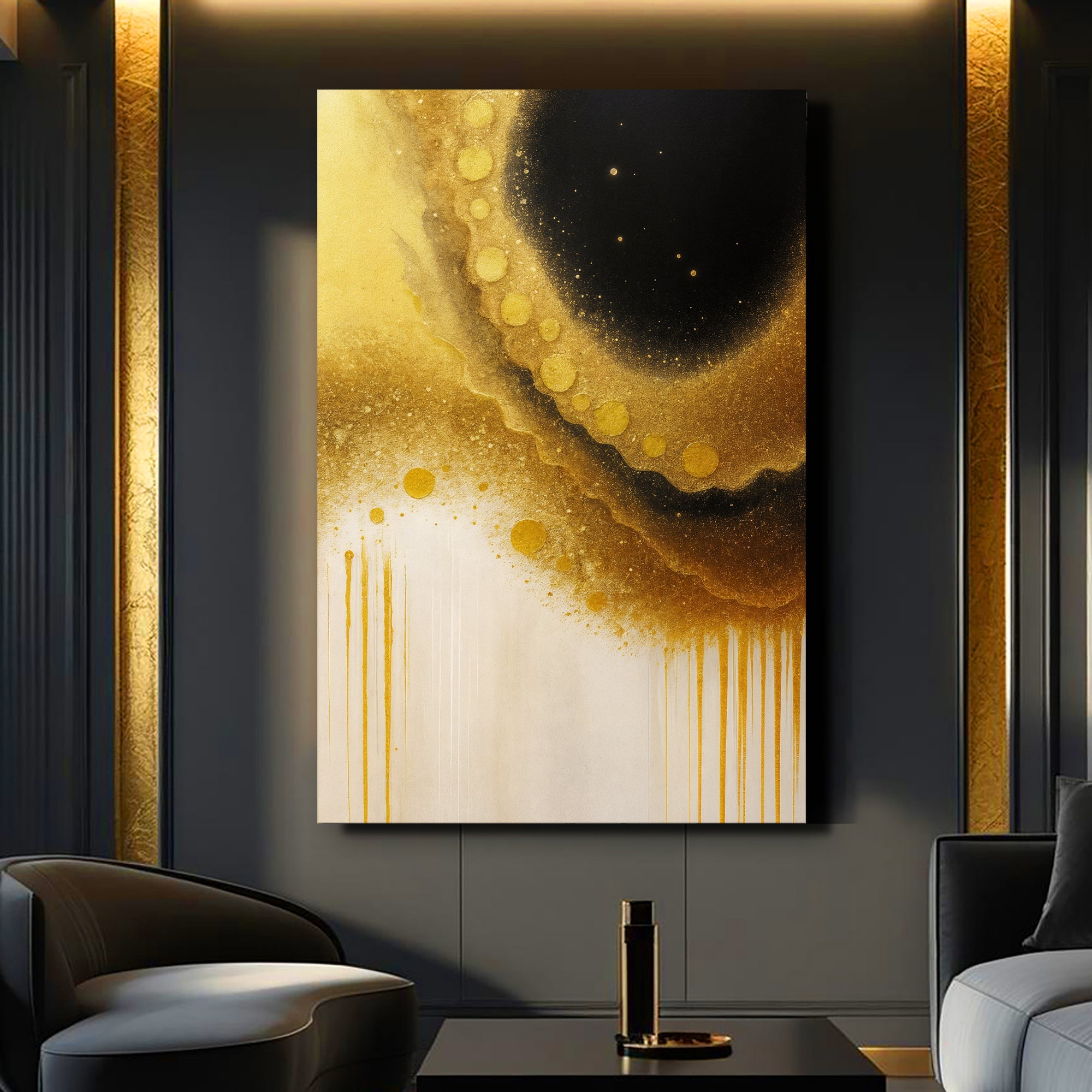 Minimalist Black and Gold Wall Art on sale at MyriadMart