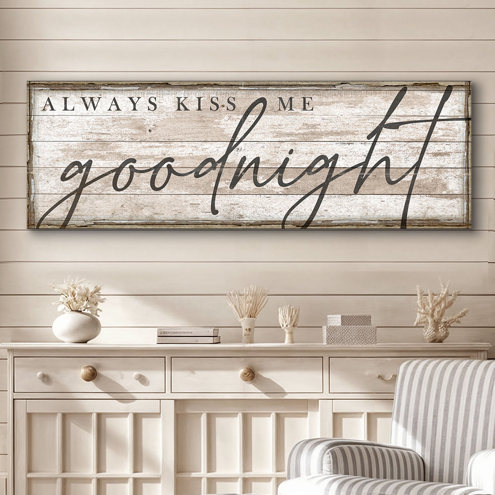 Always Kiss Me Goodnight Bedroom Sign II on sale at MyriadMart