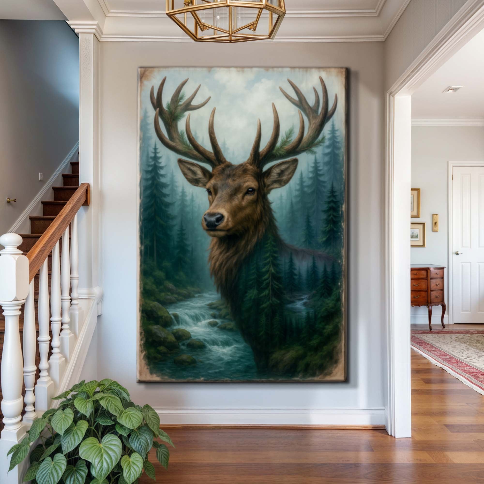 Misty Stag Double Exposure Wall Art on sale at MyriadMart