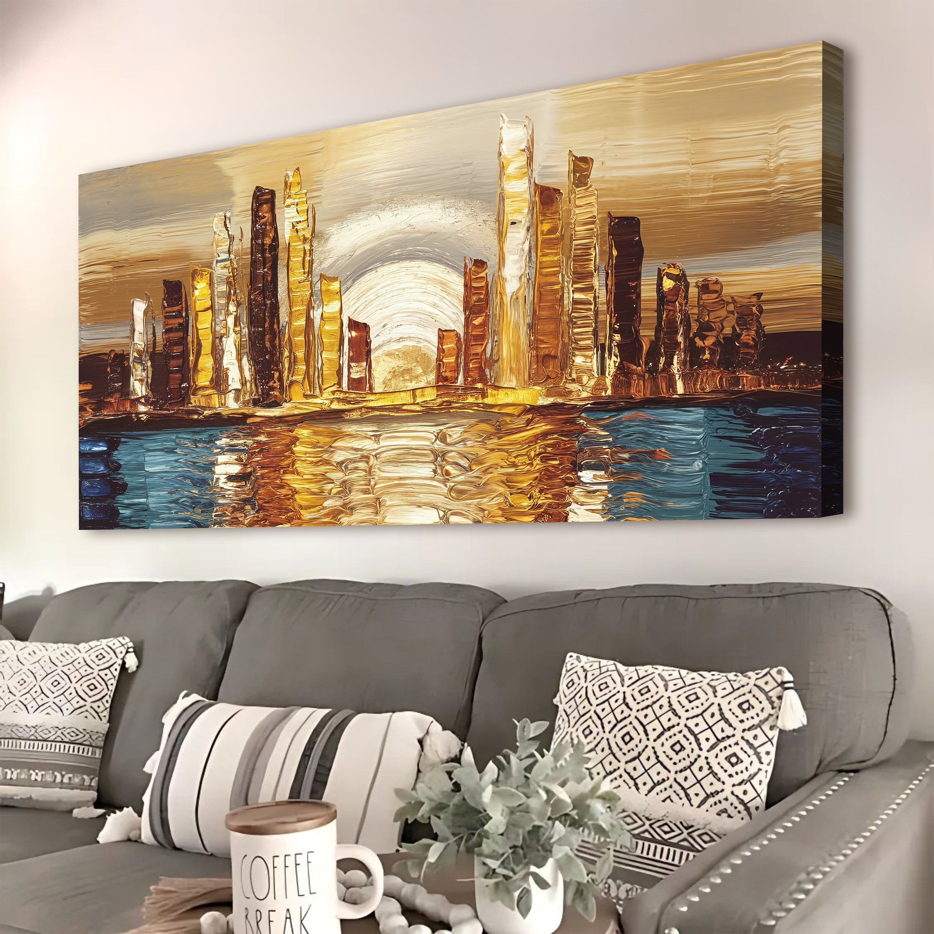 Golden Metropolis Abstract Impasto Wall Art on sale at MyriadMart