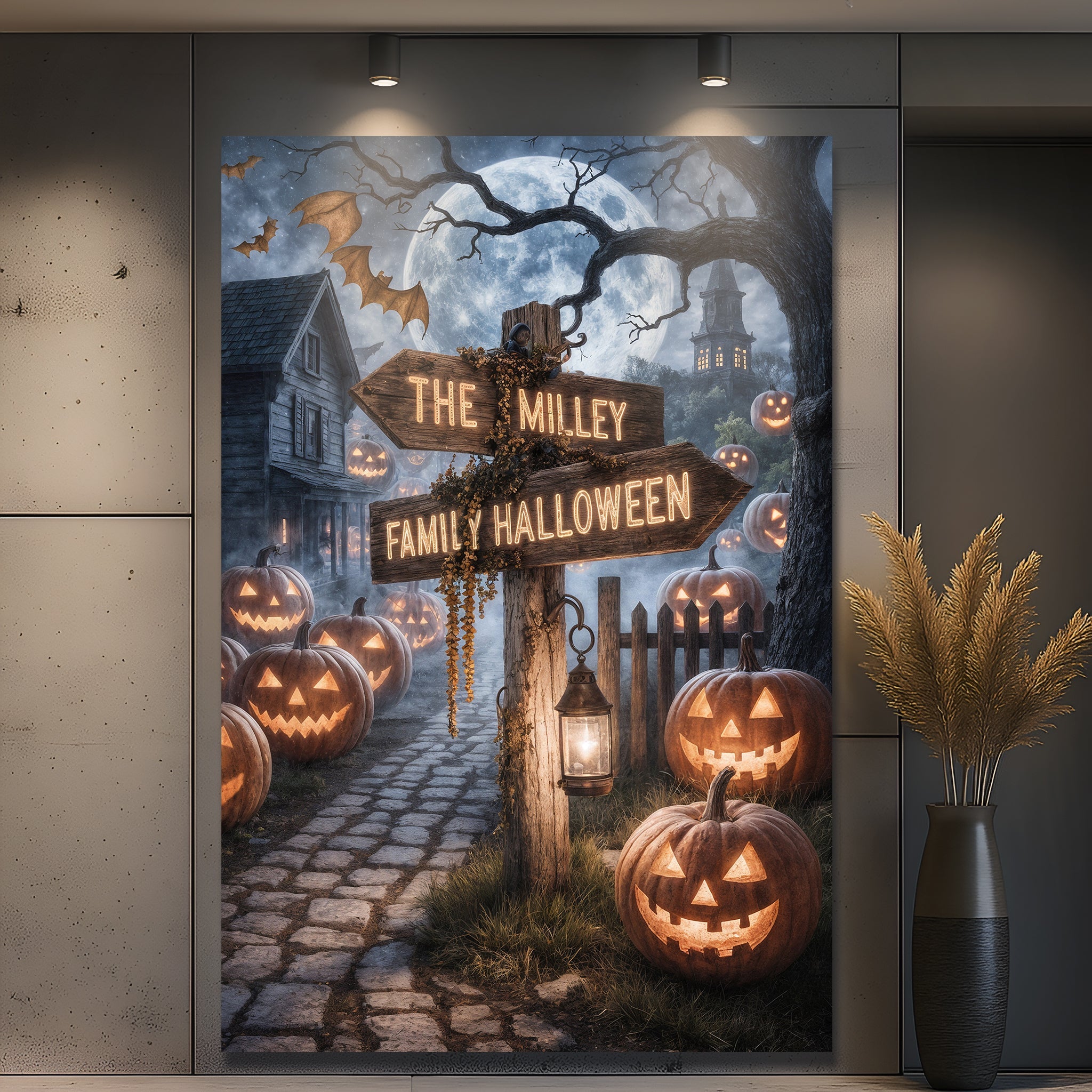 Personalized Family Name Street Sign Halloween Wall Art on sale at MyriadMart
