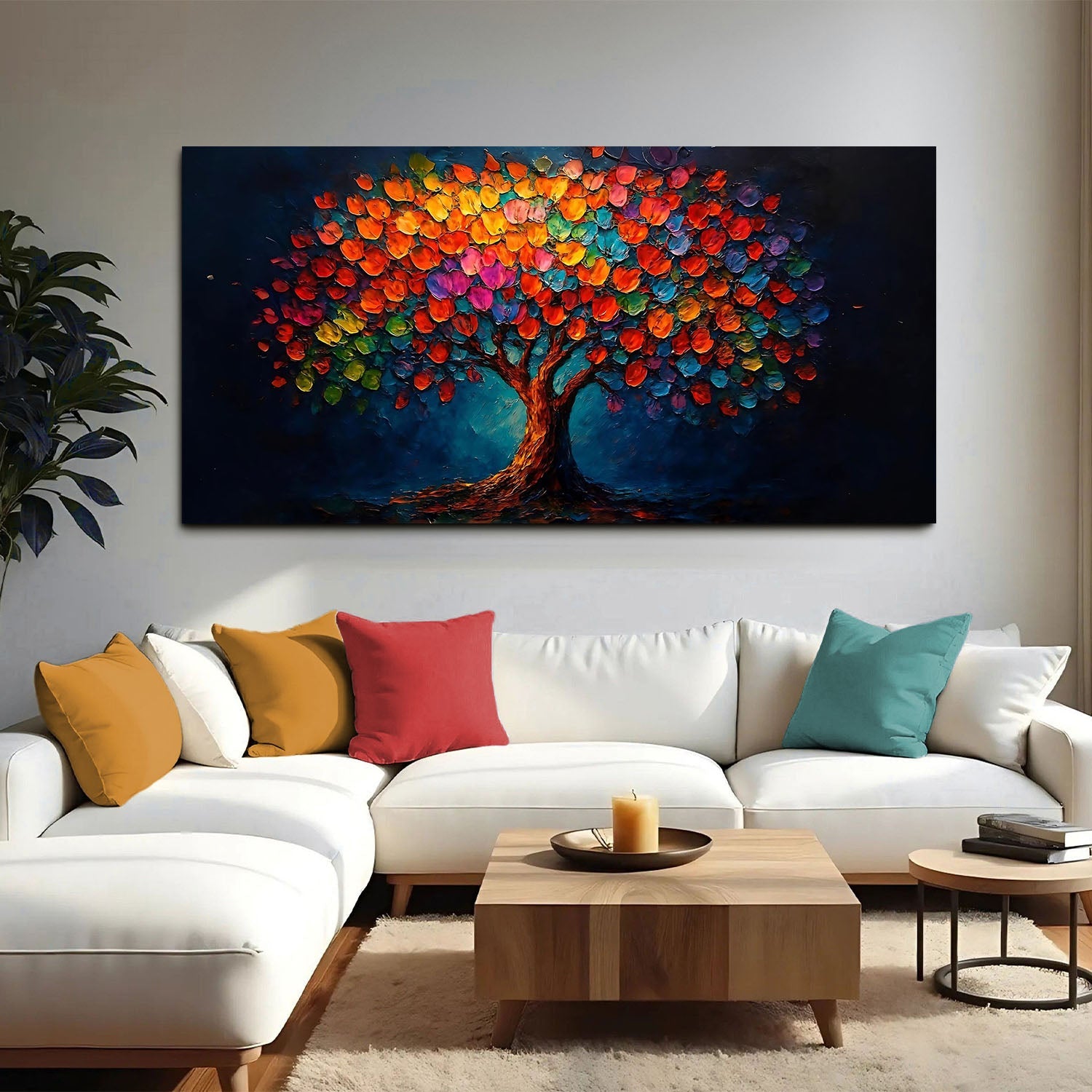 Rainbow Bloom Impasto Wall Art on sale at MyriadMart